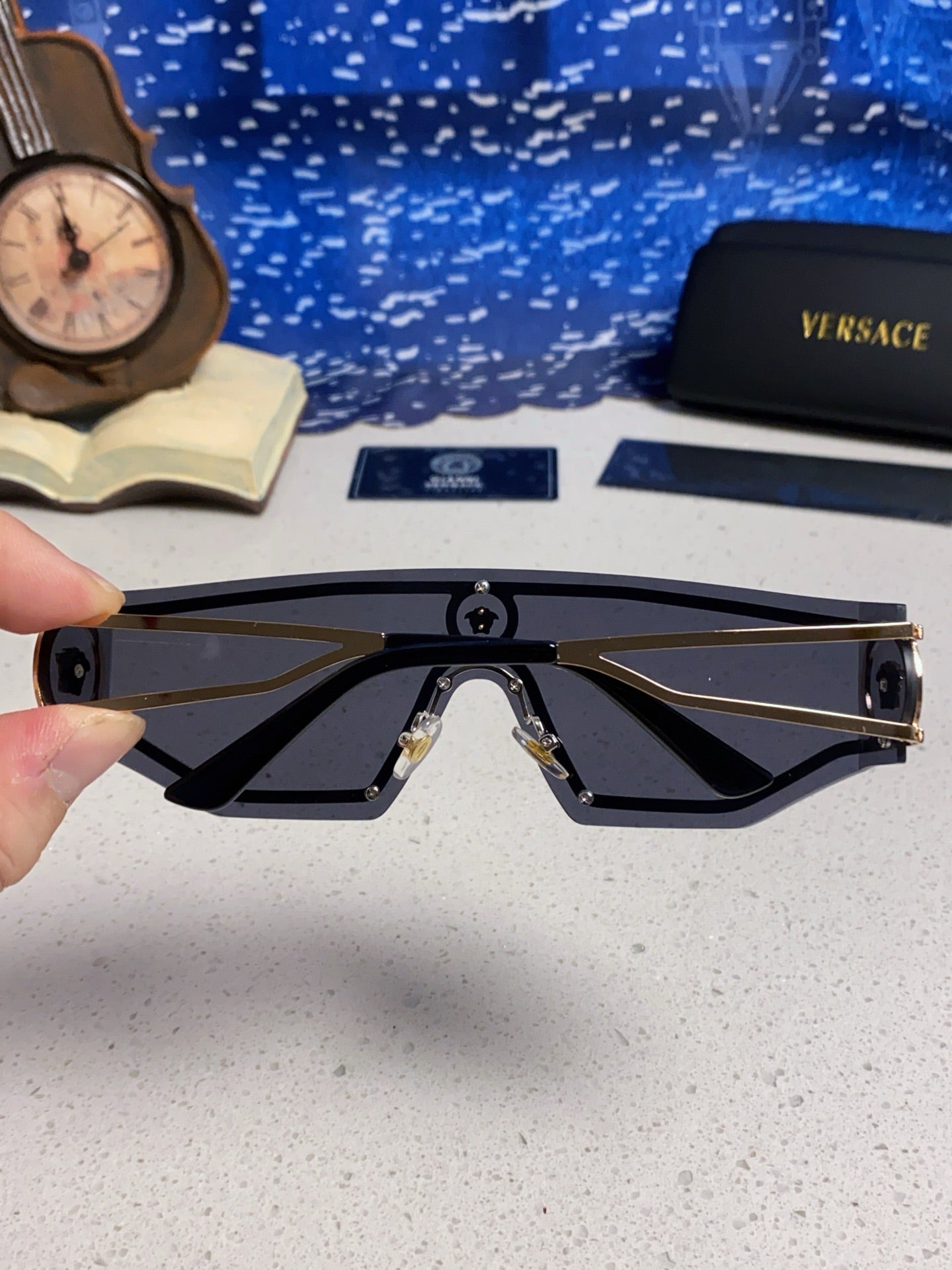 Versace Metal Oversized Silver Lens Sunglasses for Men & Women - 466244 - detail image 5