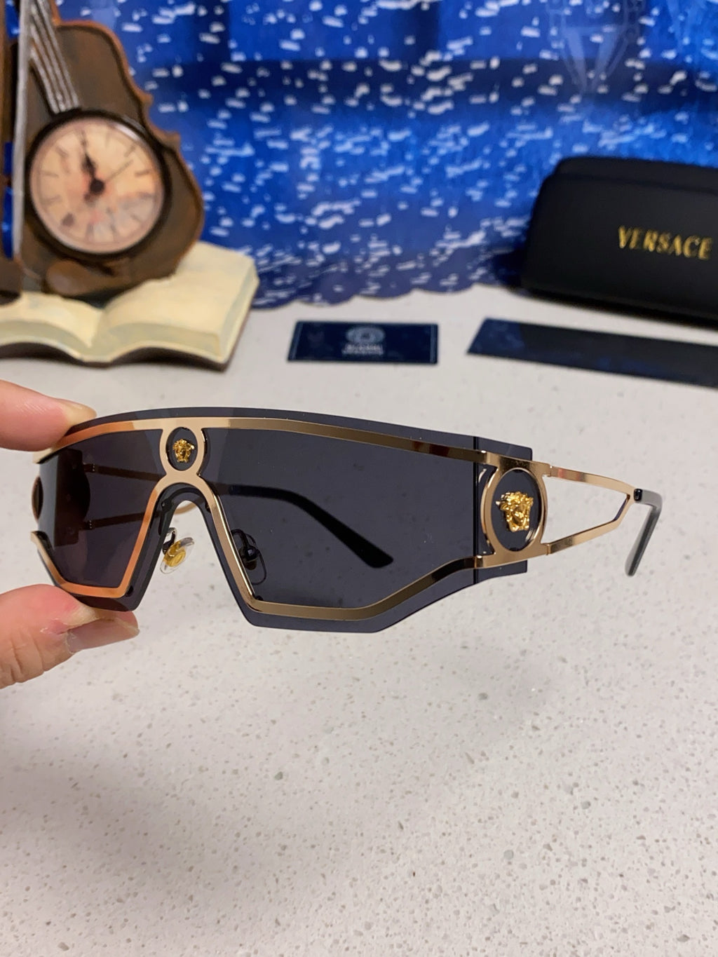 Versace Metal Oversized Silver Lens Sunglasses for Men & Women - 466244 - detail image 6