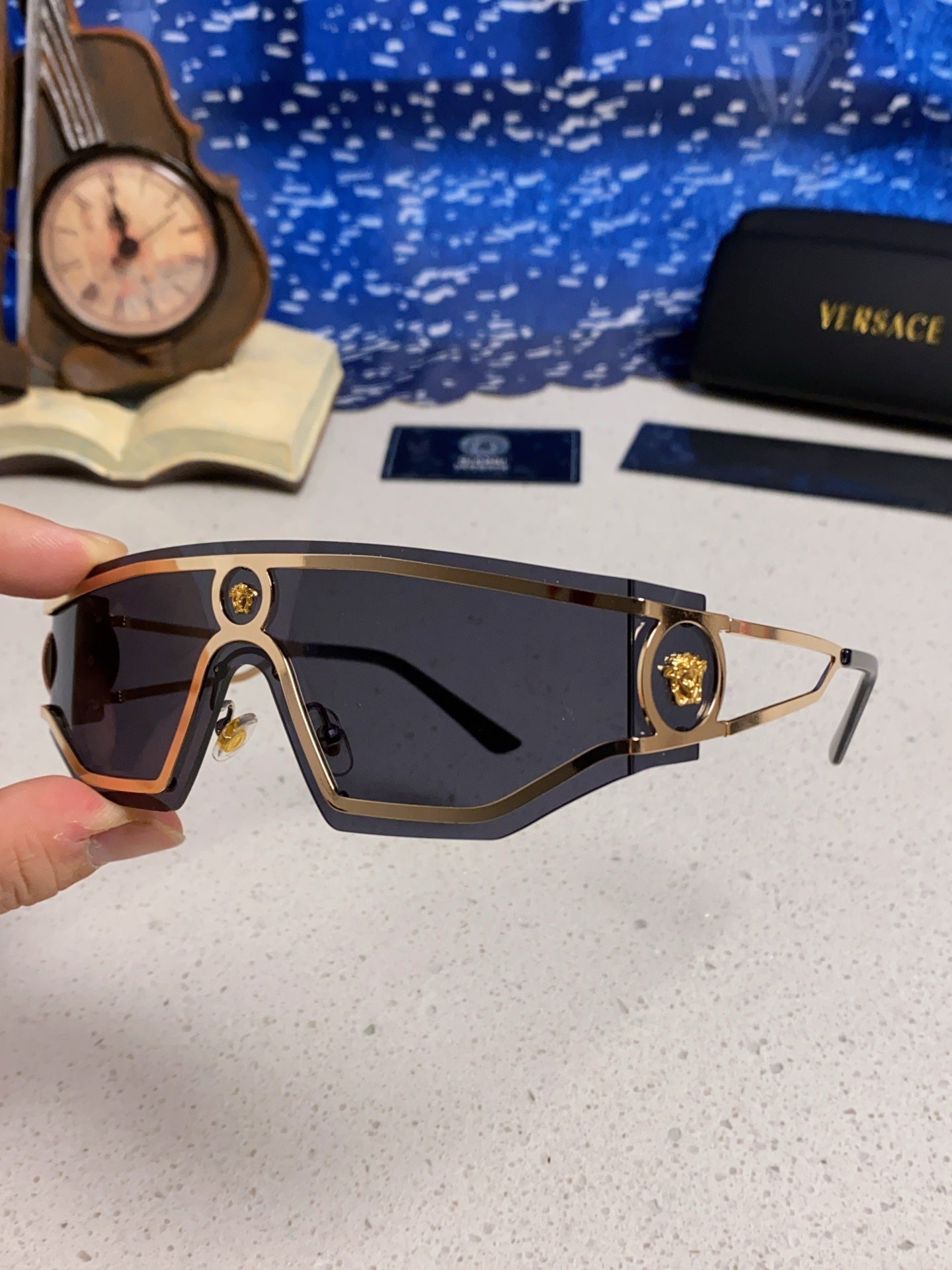 Versace Metal Oversized Silver Lens Sunglasses for Men & Women - 466244 - detail image 6