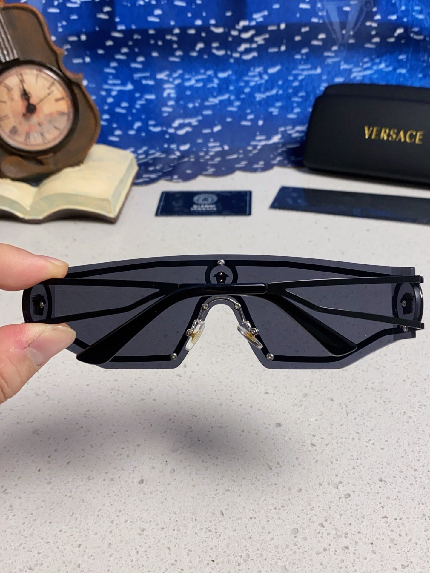 Versace Metal Oversized Silver Lens Sunglasses for Men & Women - detail image 5