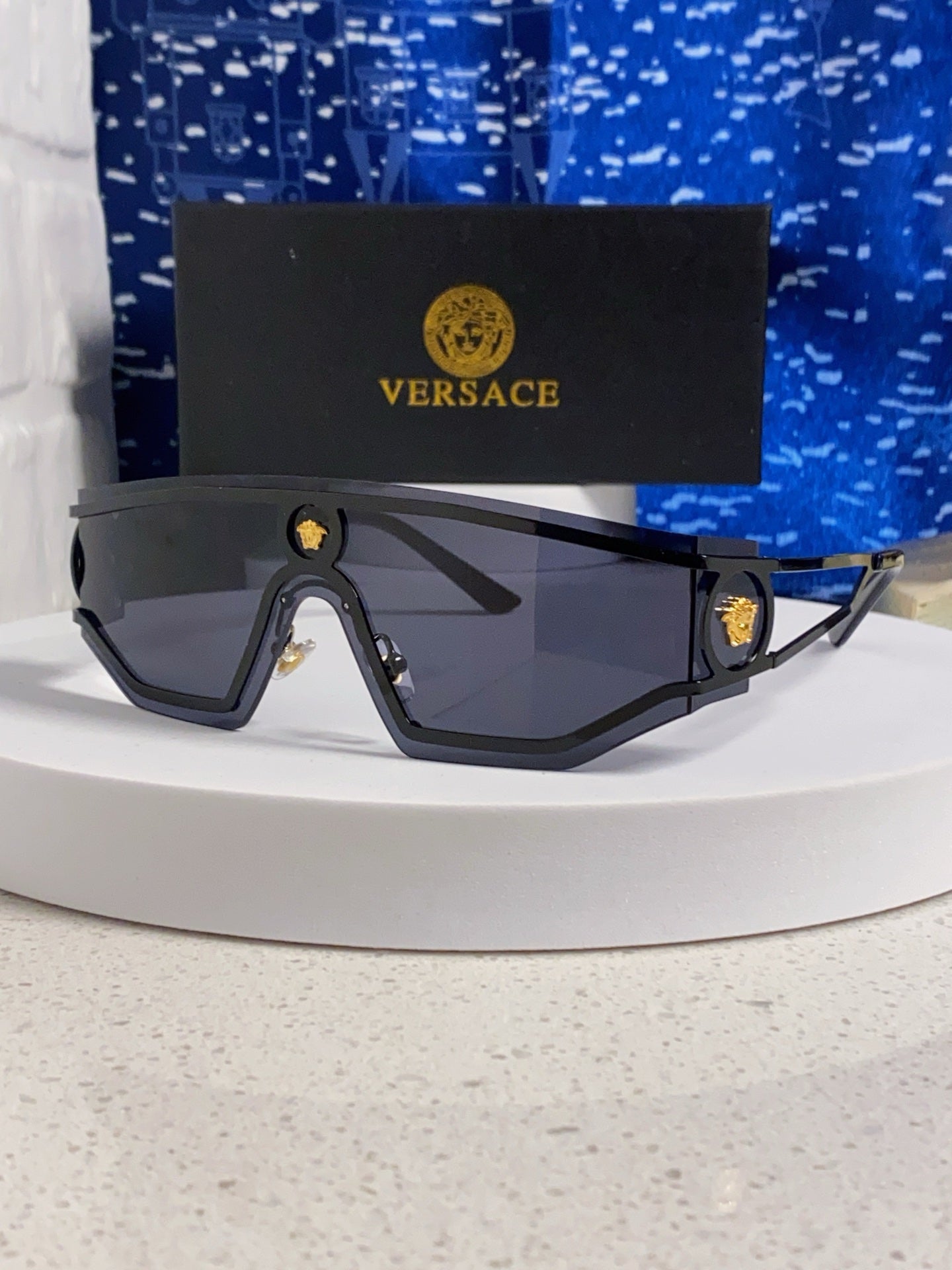 Versace Metal Oversized Silver Lens Sunglasses for Men & Women