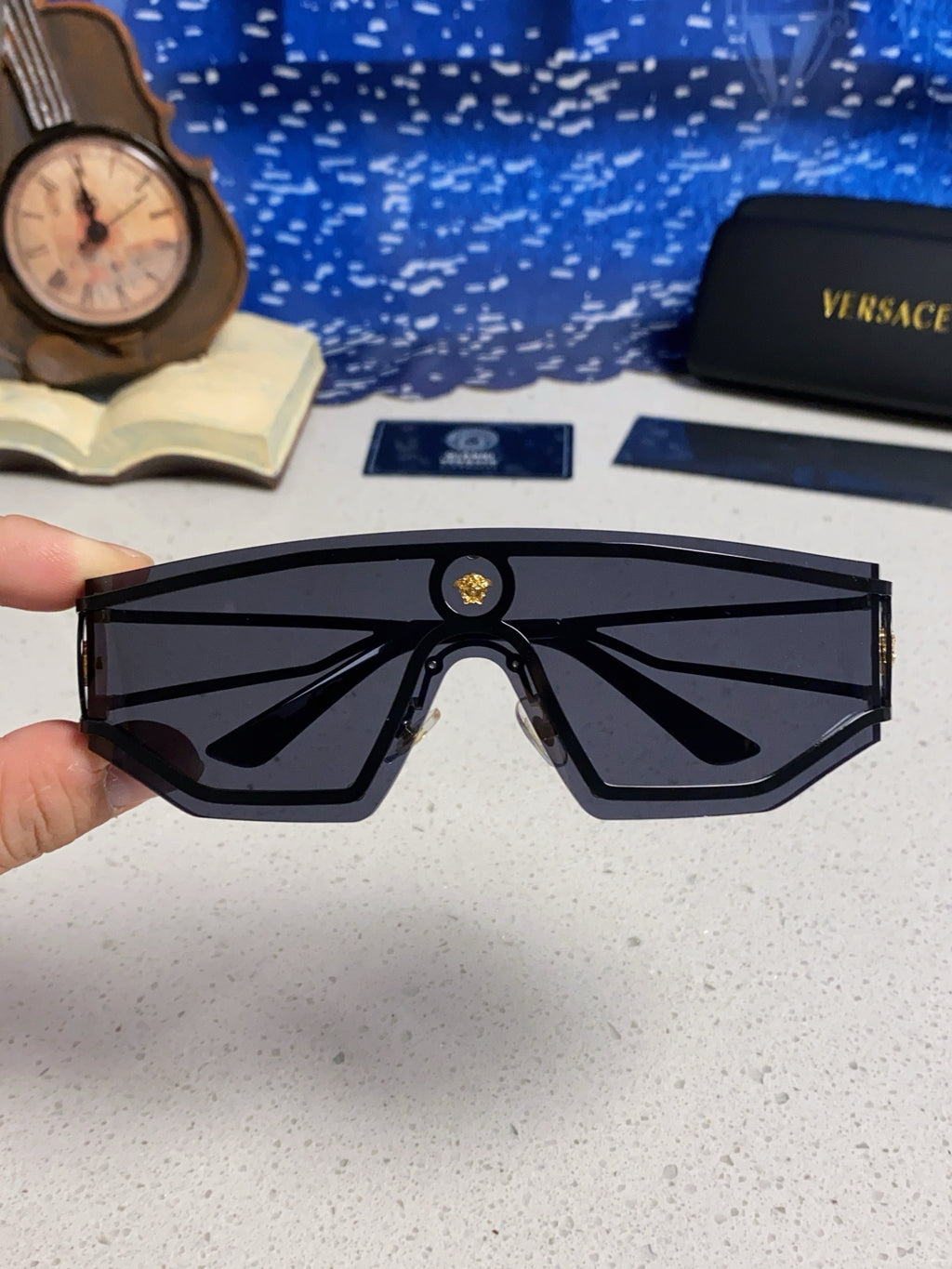 Versace Metal Oversized Silver Lens Sunglasses for Men & Women - detail image 4