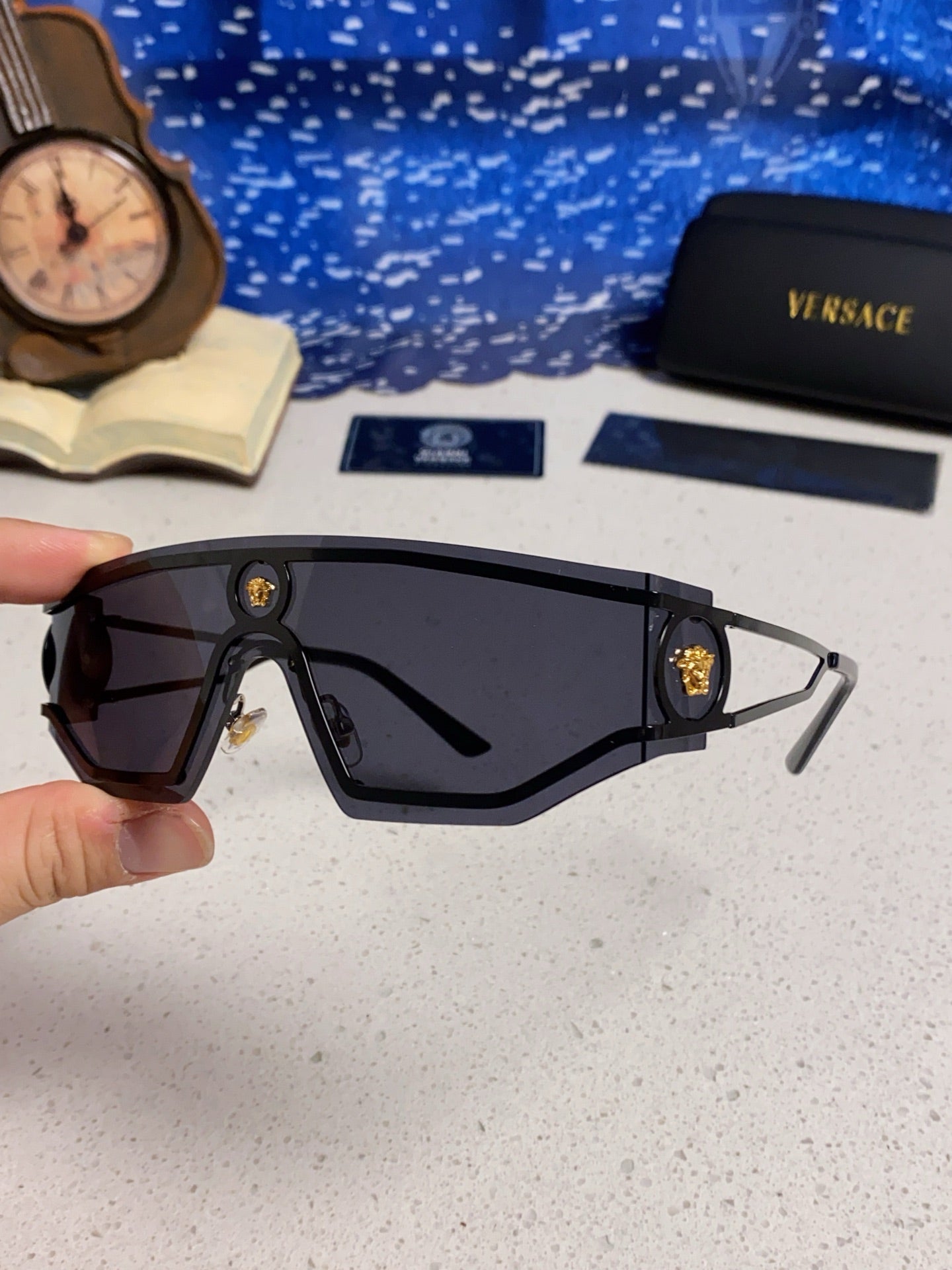 Versace Metal Oversized Silver Lens Sunglasses for Men & Women - detail image 6