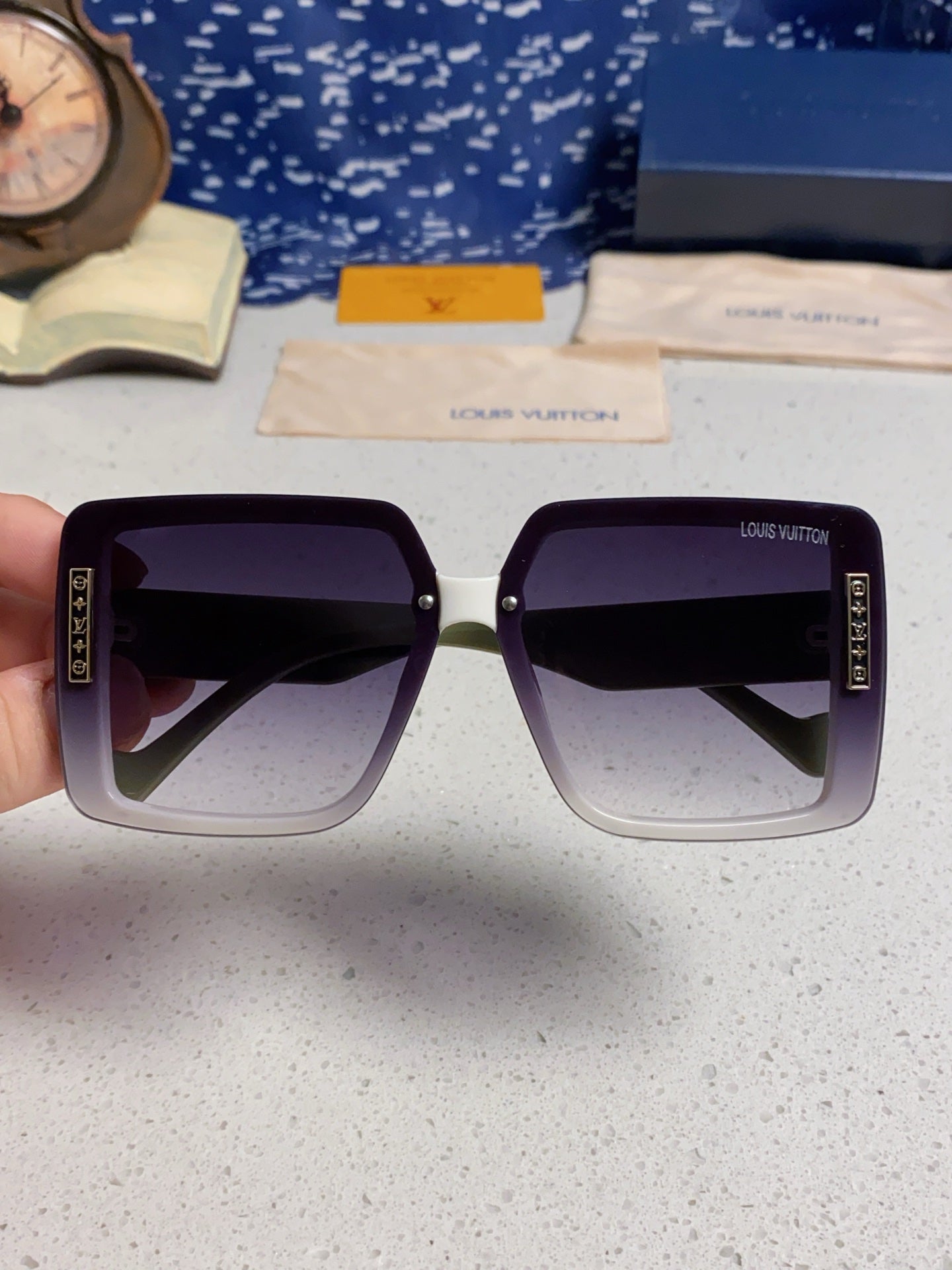 Louis Vuitton Polarized Oversized Silver Lens Sunglasses for Women - detail image 4