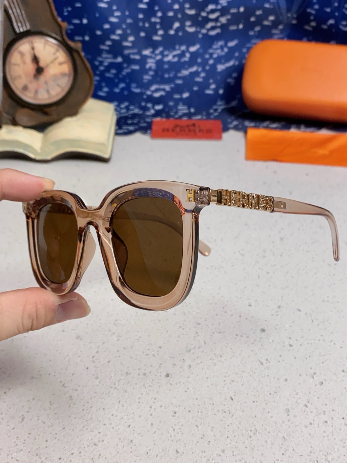 Hermès Metal Square Brown Lens Sunglasses for Men & Women - 433011 - detail image 6