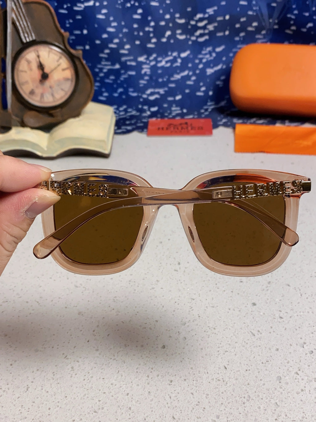 Hermès Metal Square Brown Lens Sunglasses for Men & Women - 433011 - detail image 5