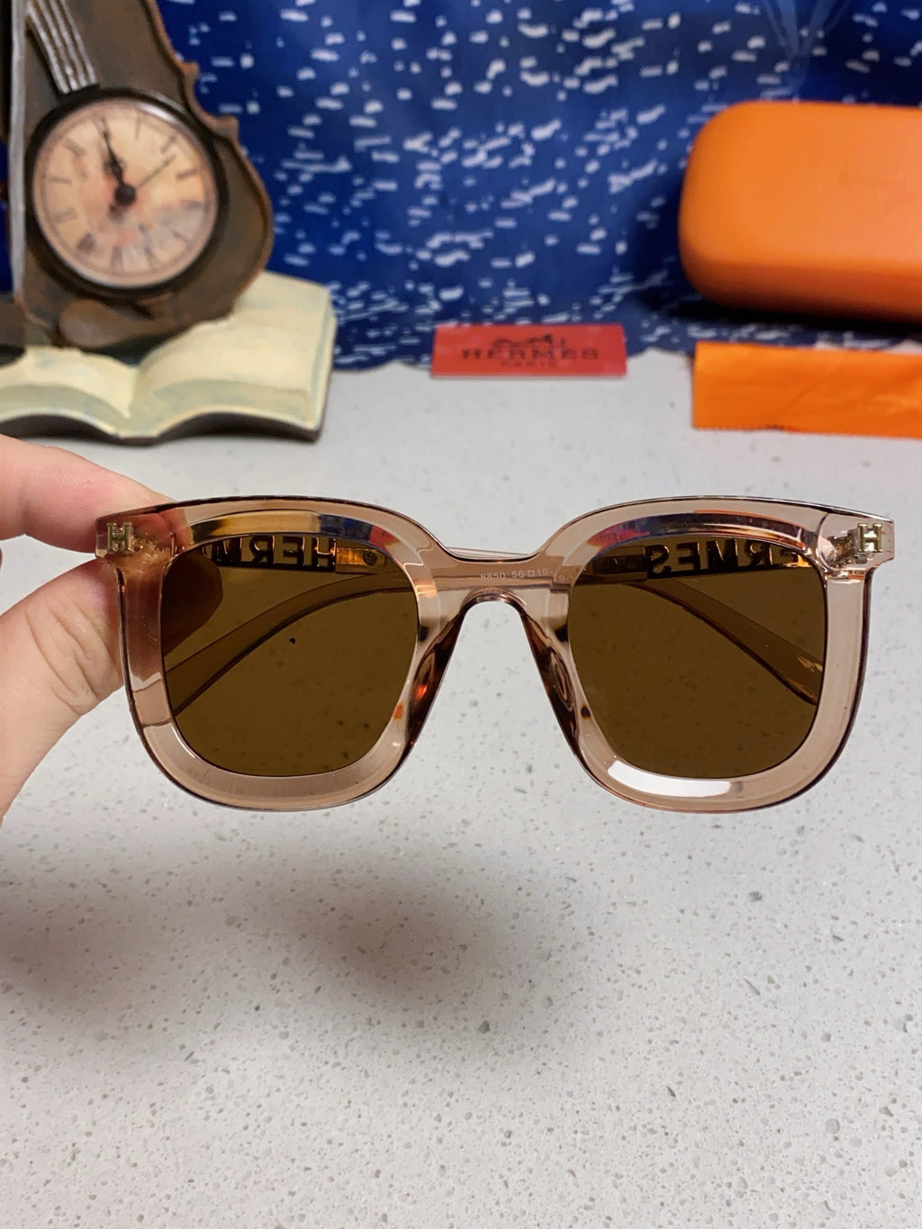 Hermès Metal Square Brown Lens Sunglasses for Men & Women - 433011 - detail image 4