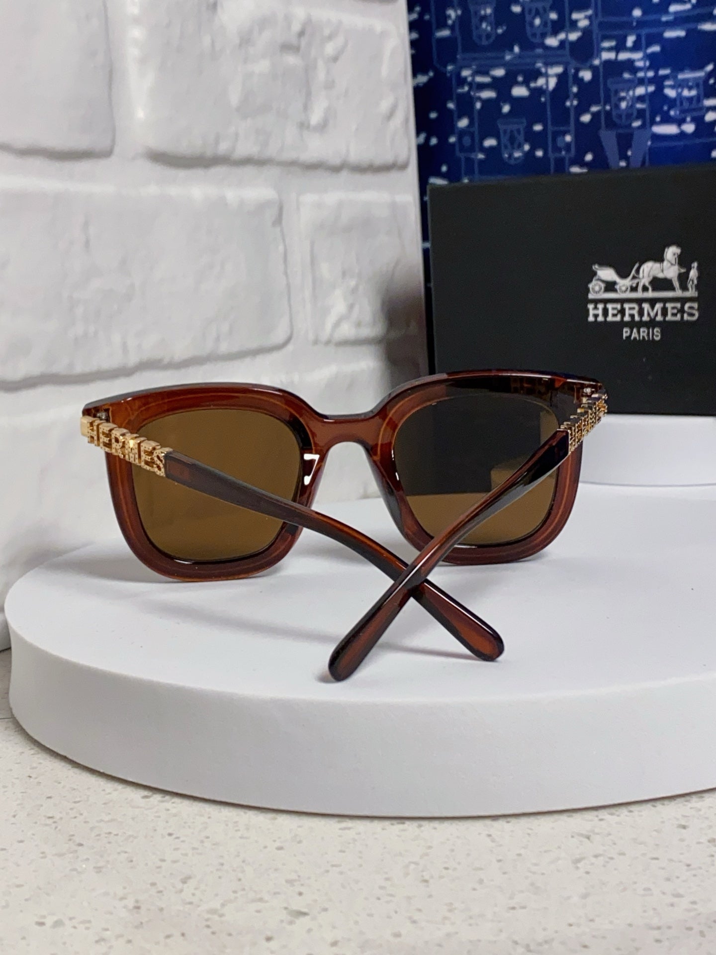 Hermès Metal Square Brown Lens Sunglasses for Men & Women - detail image 3