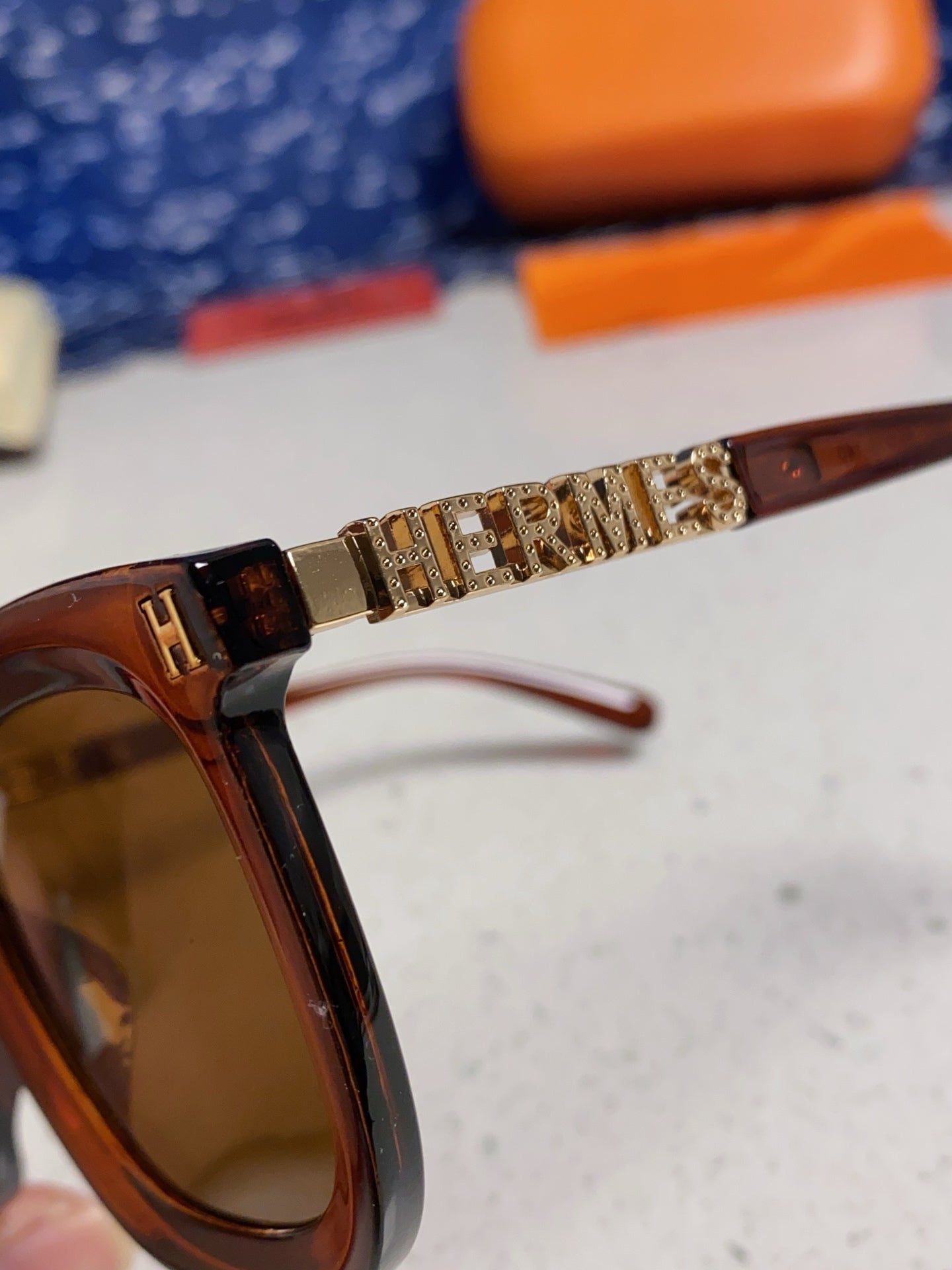 Hermès Metal Square Brown Lens Sunglasses for Men & Women - detail image 7
