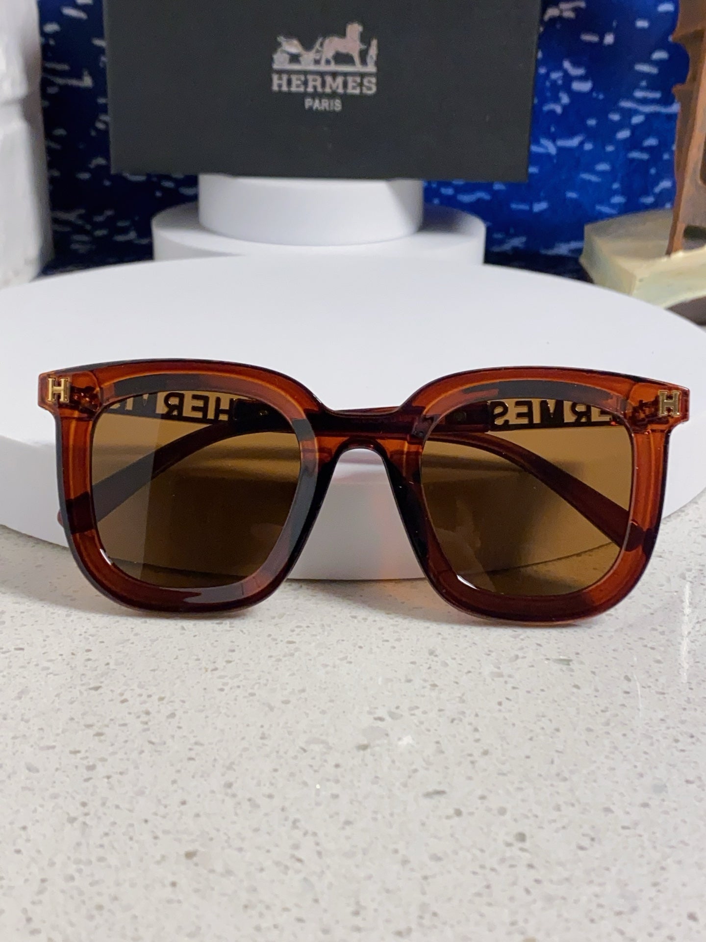 Hermès Metal Square Brown Lens Sunglasses for Men & Women - detail image 8