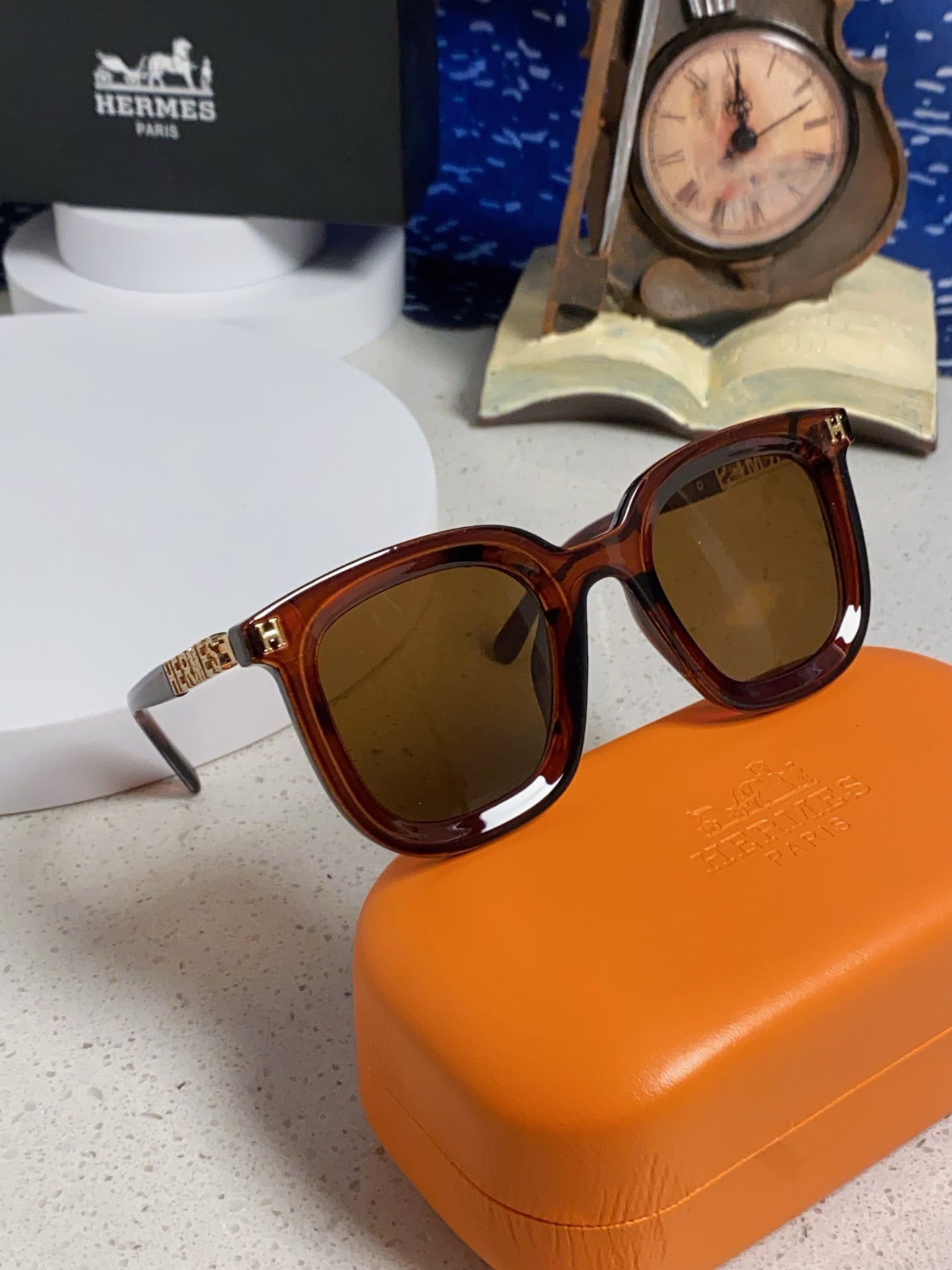 Hermès Metal Square Brown Lens Sunglasses for Men & Women - detail image 9