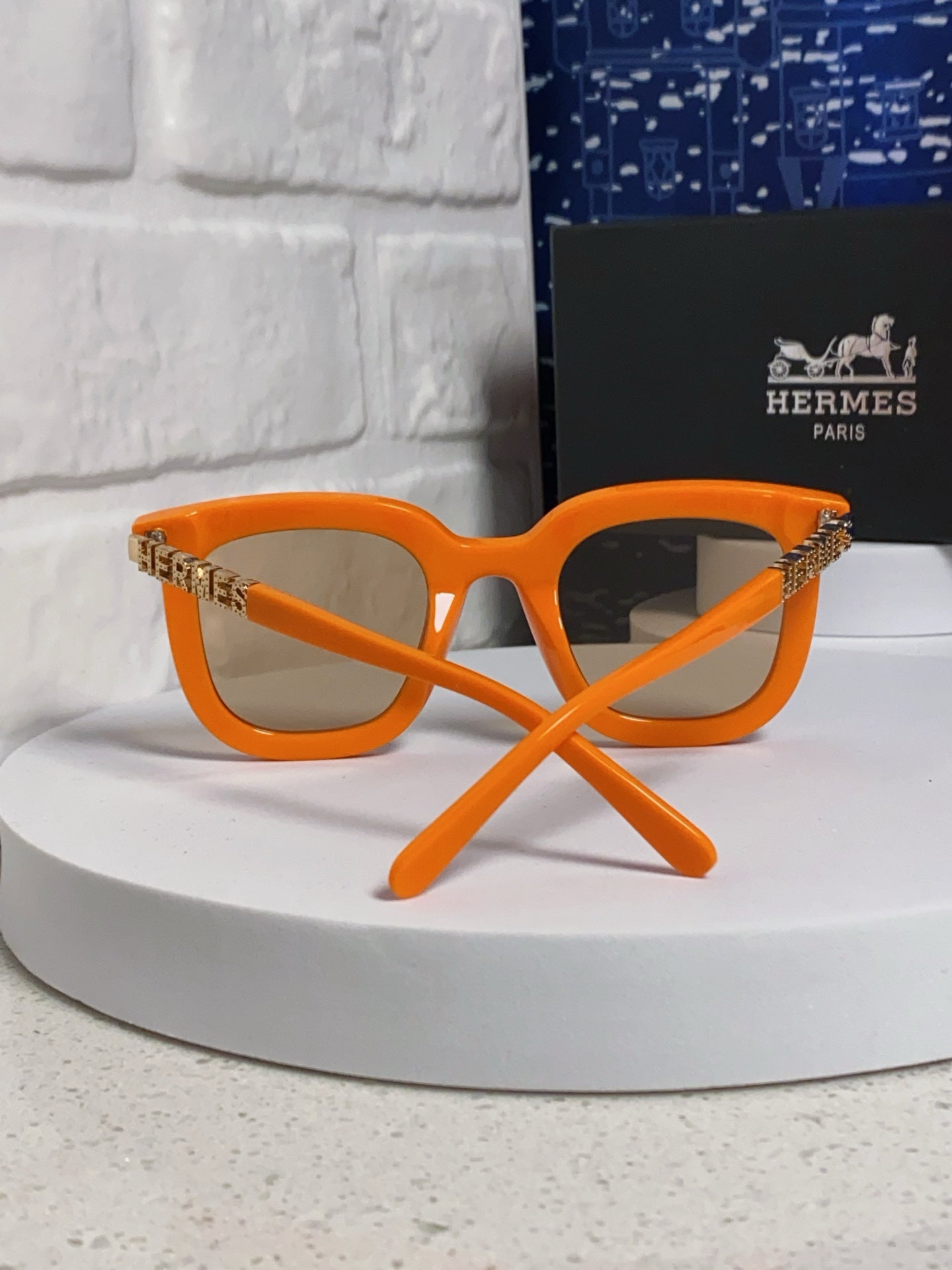 Hermès Metal Square Orange Lens Sunglasses for Men & Women - 399450 - detail image 3