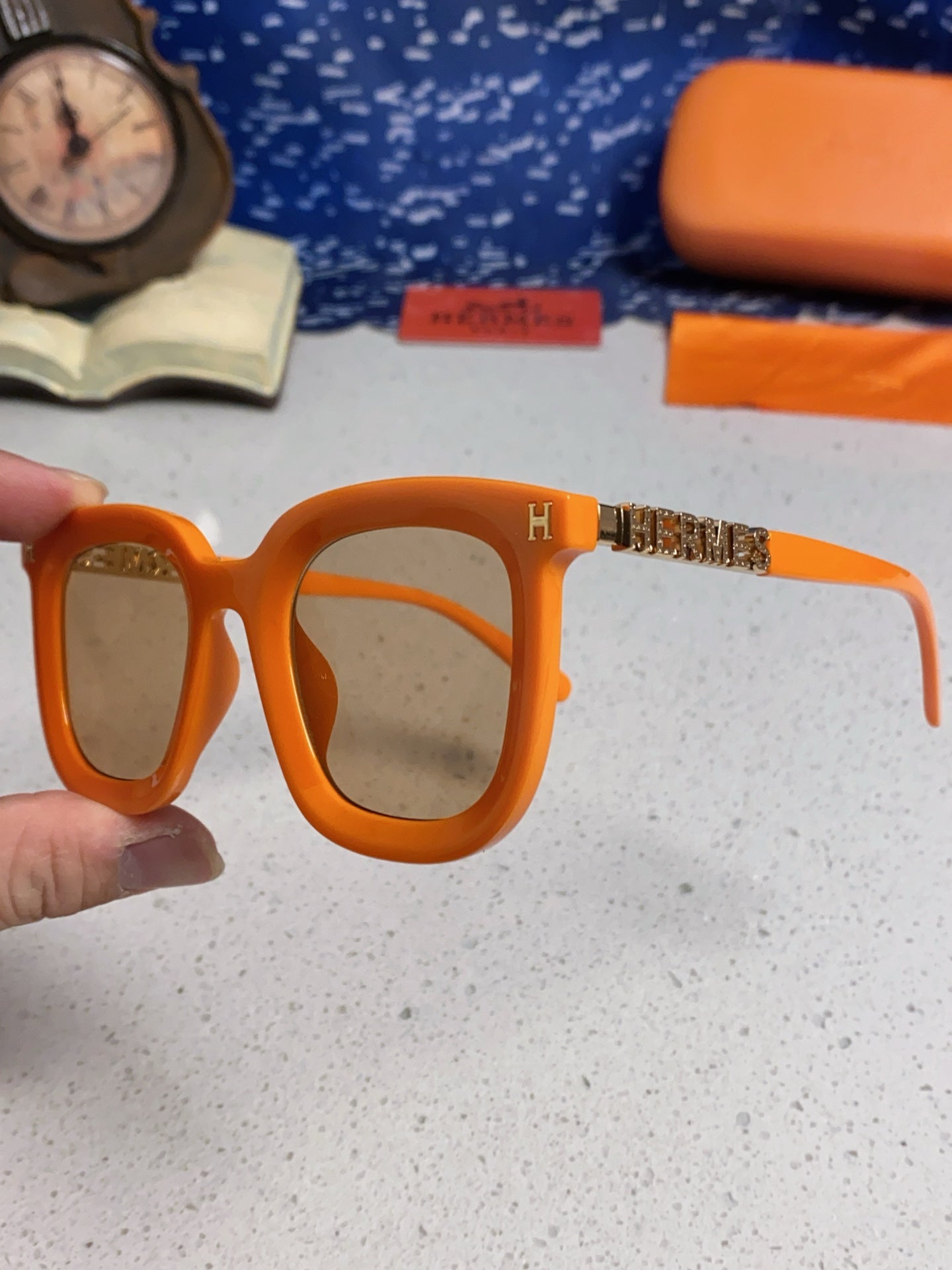 Hermès Metal Square Orange Lens Sunglasses for Men & Women - 158688 - detail image 6