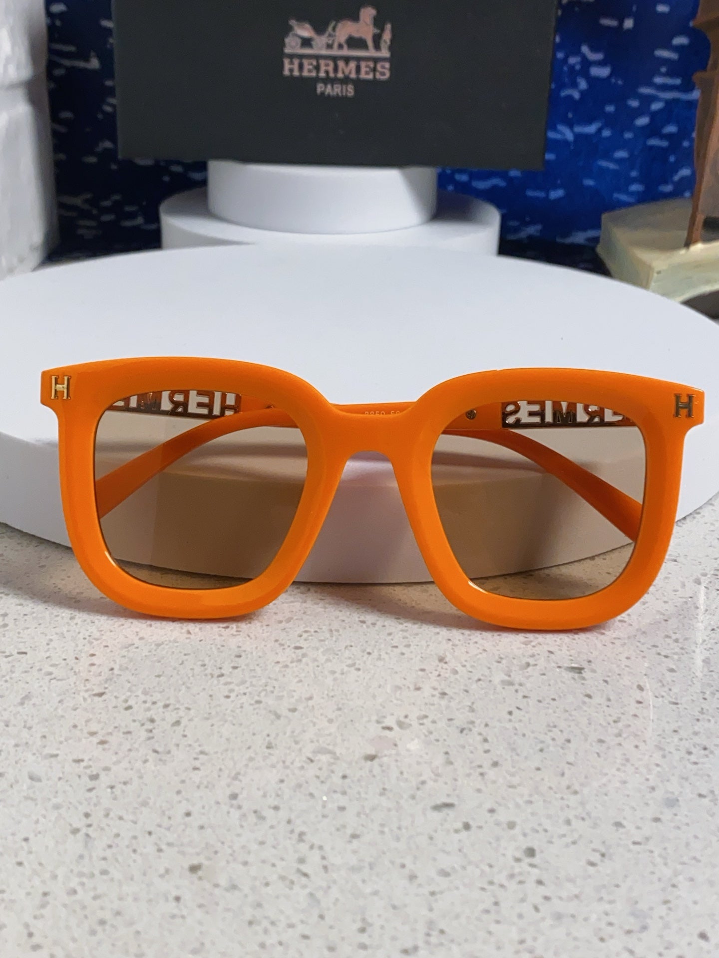 Hermès Metal Square Orange Lens Sunglasses for Men & Women - 158688 - detail image 8