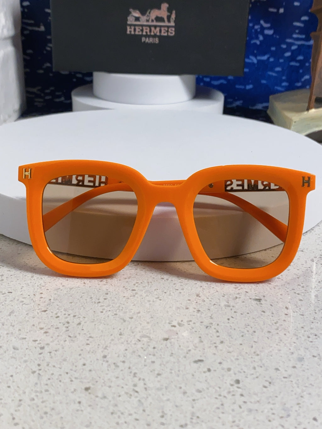 Hermès Metal Square Orange Lens Sunglasses for Men & Women - 399450 - detail image 8