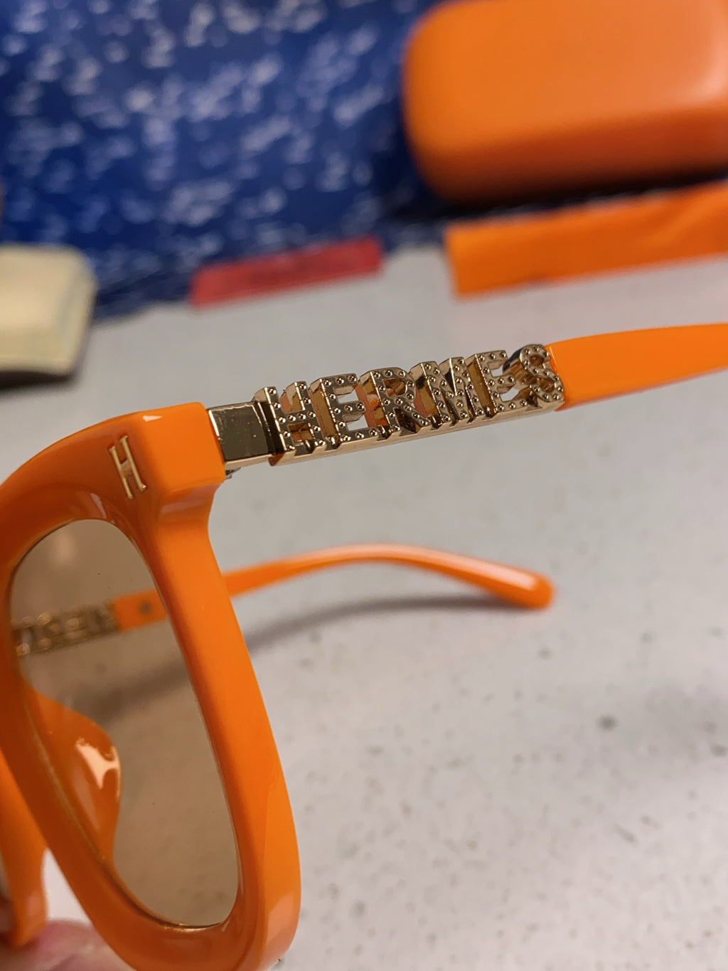 Hermès Metal Square Orange Lens Sunglasses for Men & Women - 399450 - detail image 7