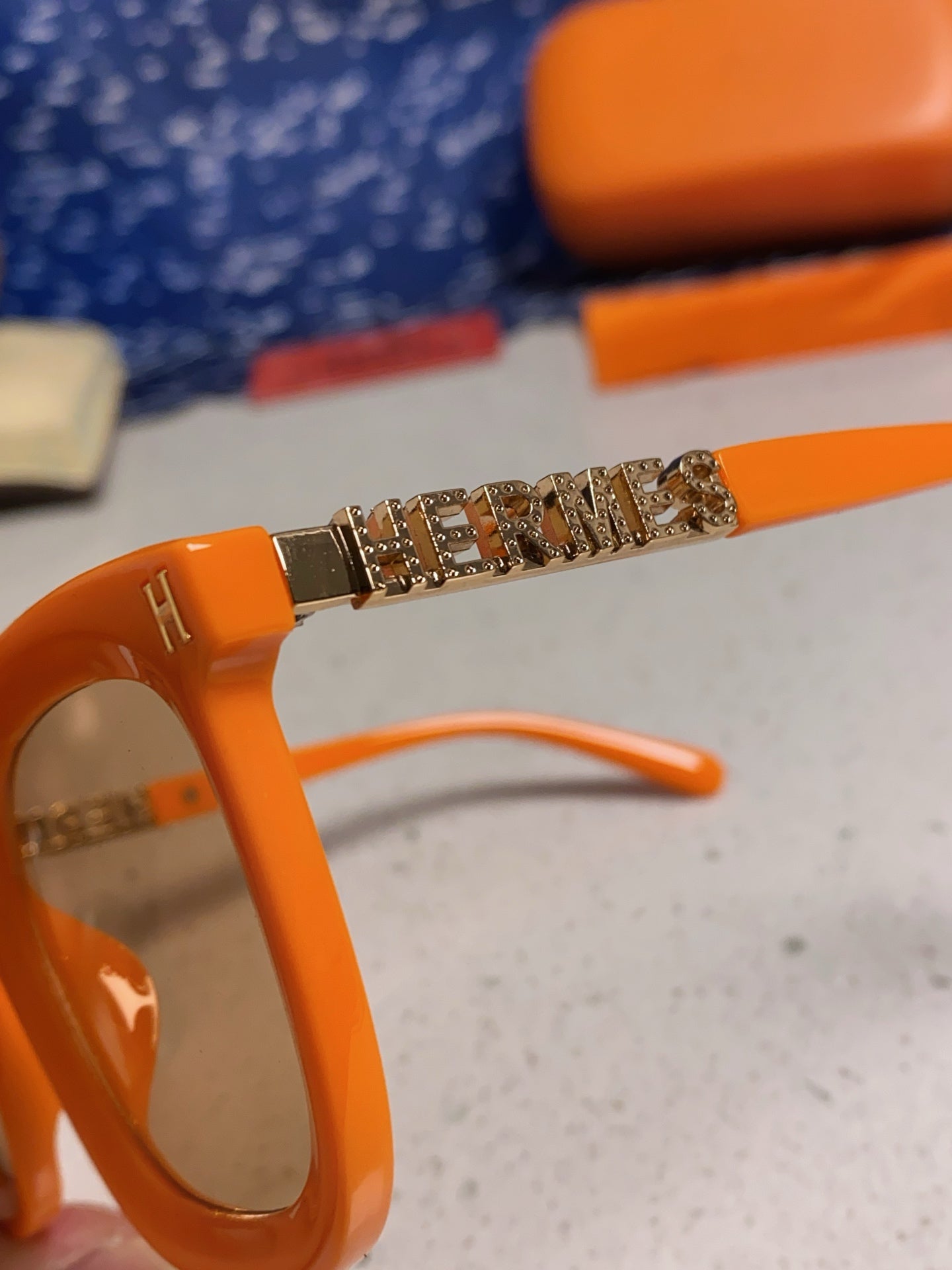Hermès Metal Square Orange Lens Sunglasses for Men & Women - 399450 - detail image 7