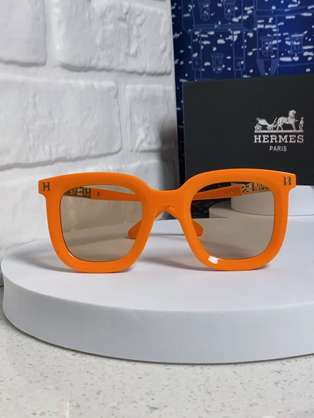 Hermès Metal Square Orange Lens Sunglasses for Men & Women - detail image 2