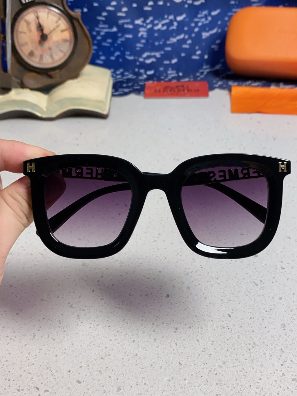 Hermès Metal Square Silver Lens Sunglasses for Men & Women - 433017 - detail image 4