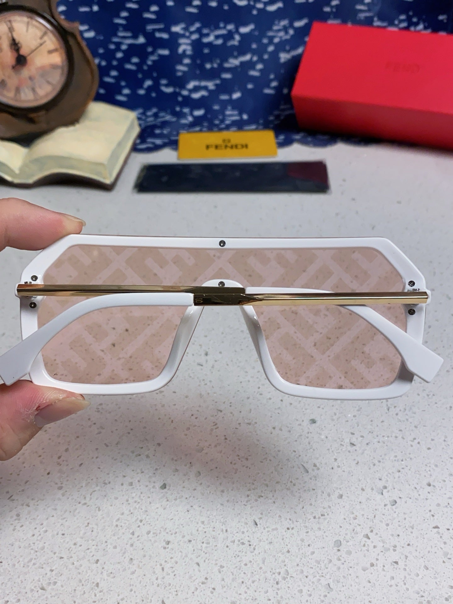 Fendi Lightweight Rimless Red Lens Sunglasses for Men & Women - detail image 5