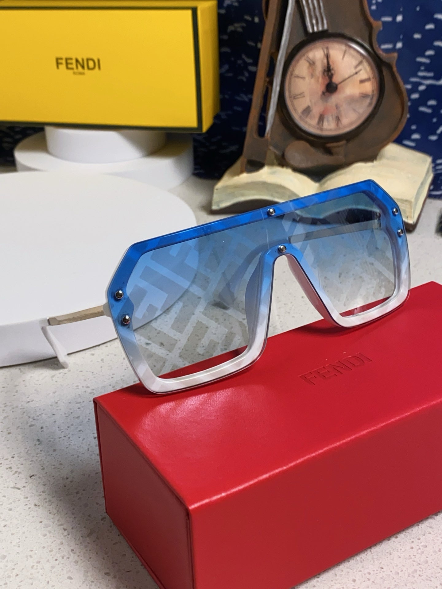 Fendi Lightweight Rimless Blue Lens Sunglasses for Men & Women - 466199 - detail image 8