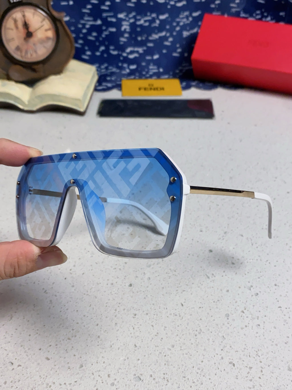Fendi Lightweight Rimless Blue Lens Sunglasses for Men & Women - 466199 - detail image 6