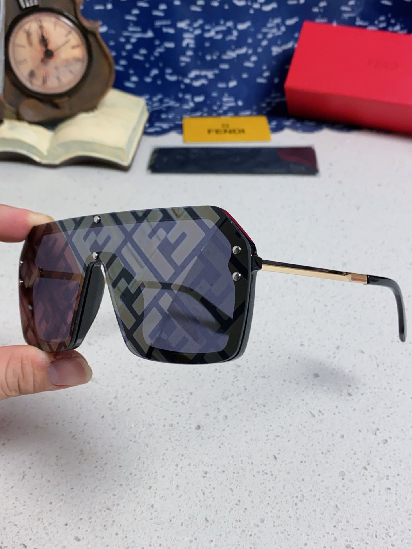 Fendi Lightweight Rimless Gray Lens Sunglasses for Men & Women - detail image 6