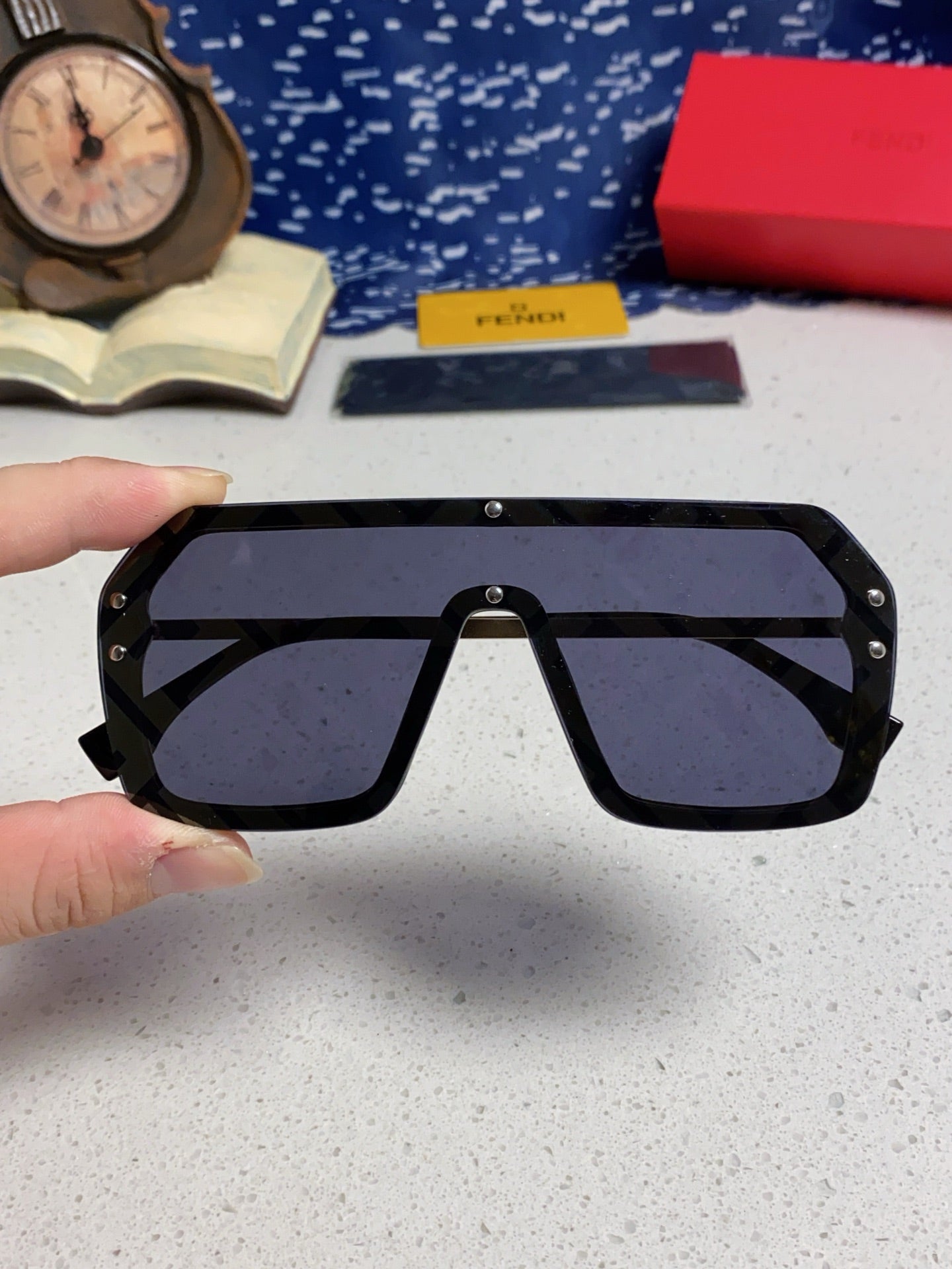 Fendi Lightweight Rimless Gray Lens Sunglasses for Men & Women - detail image 4