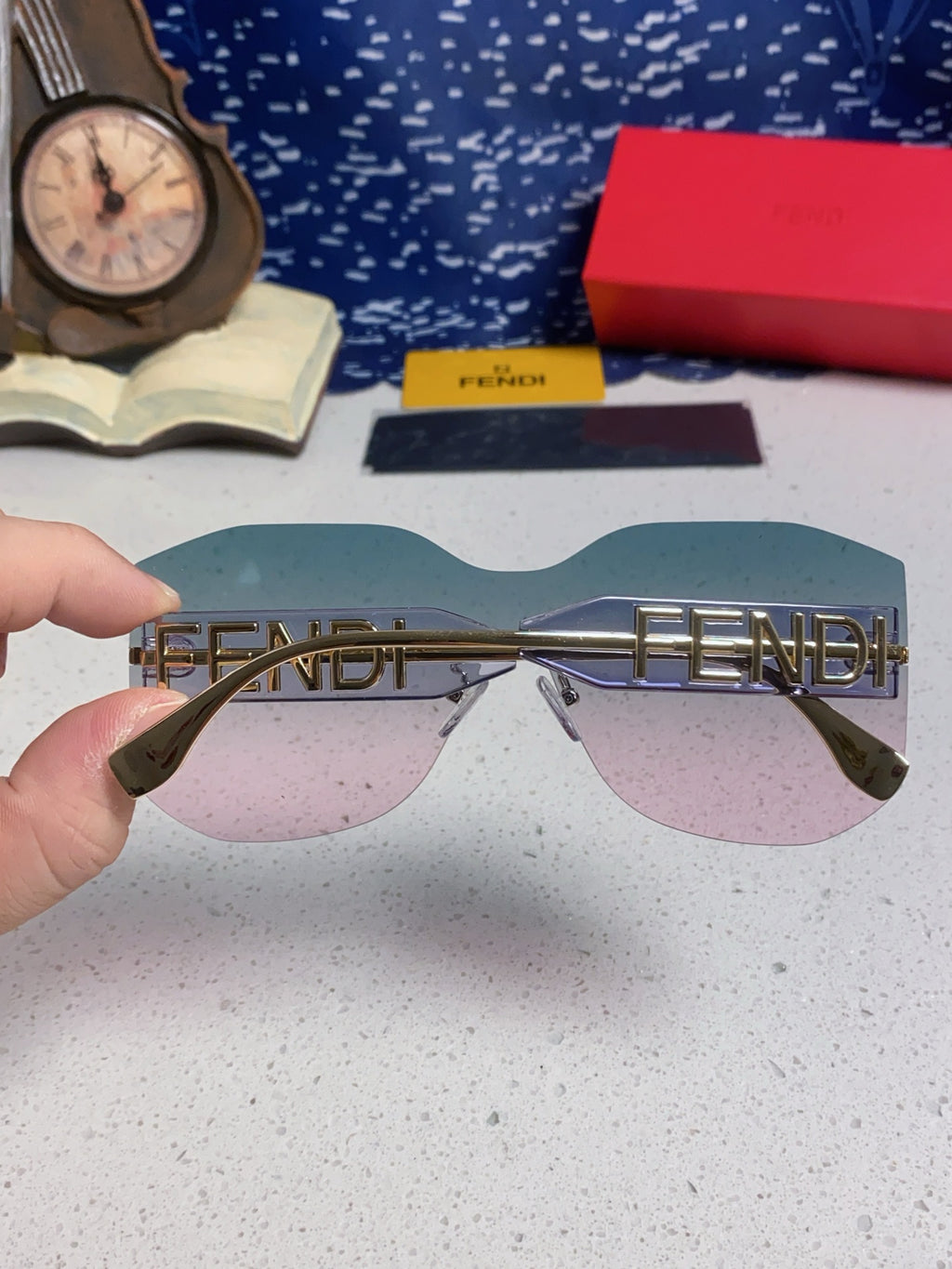 Fendi Lightweight Rimless Silver Lens Sunglasses for Men & Women - 383031 - detail image 4