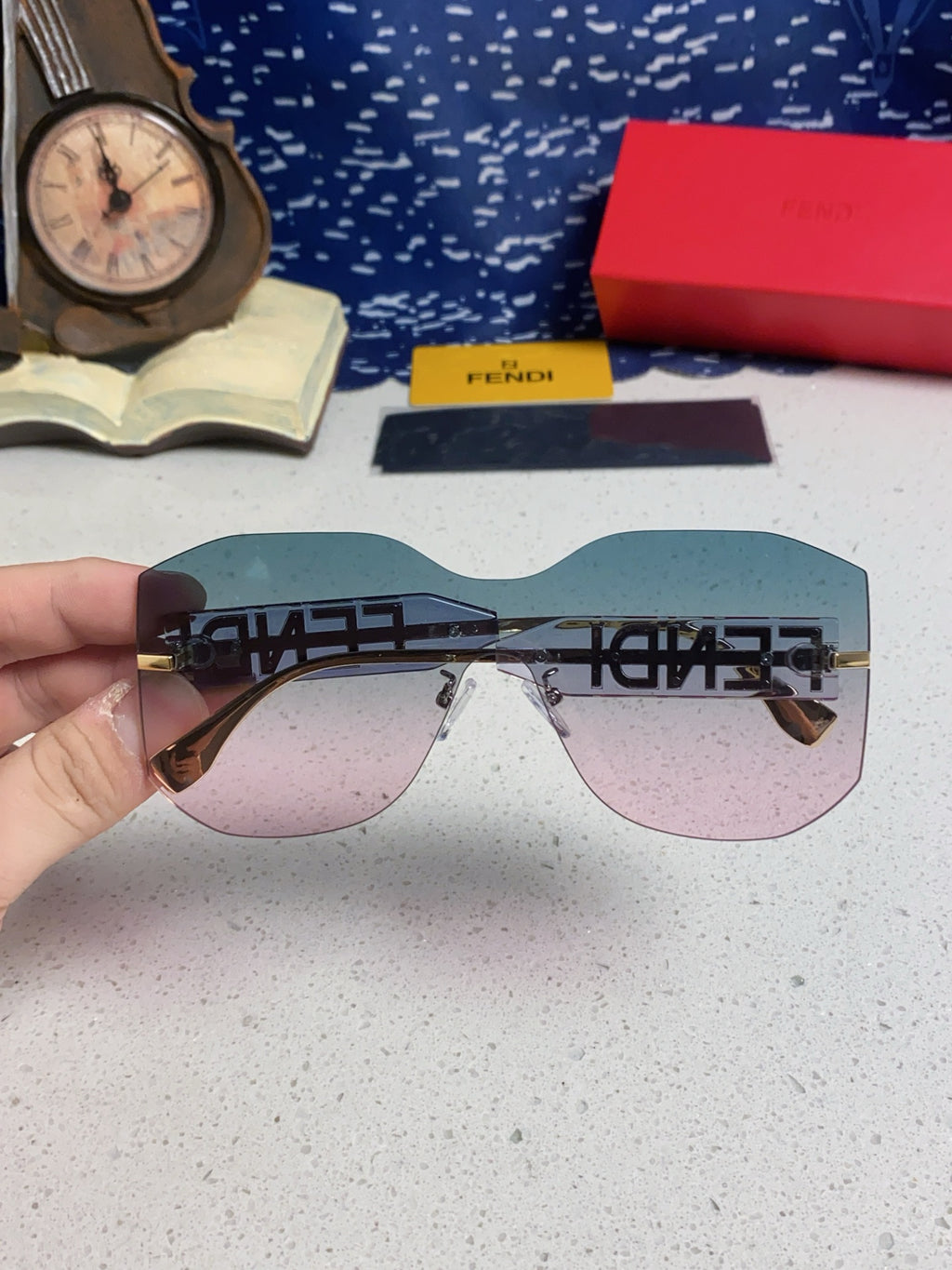 Fendi Lightweight Rimless Silver Lens Sunglasses for Men & Women - 383031 - detail image 3