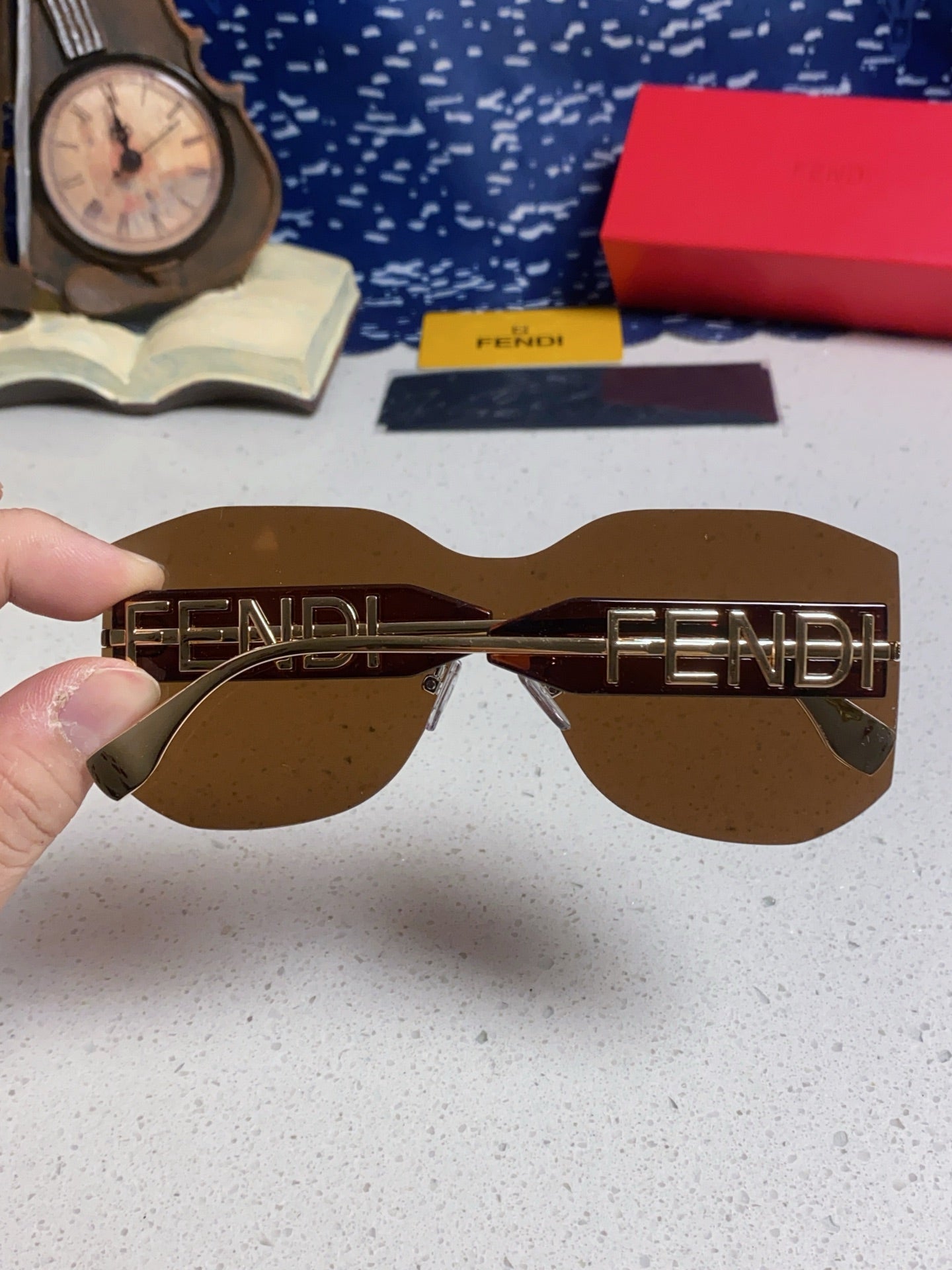 Fendi Lightweight Rimless Brown Lens Sunglasses for Men & Women - 383034 - detail image 4