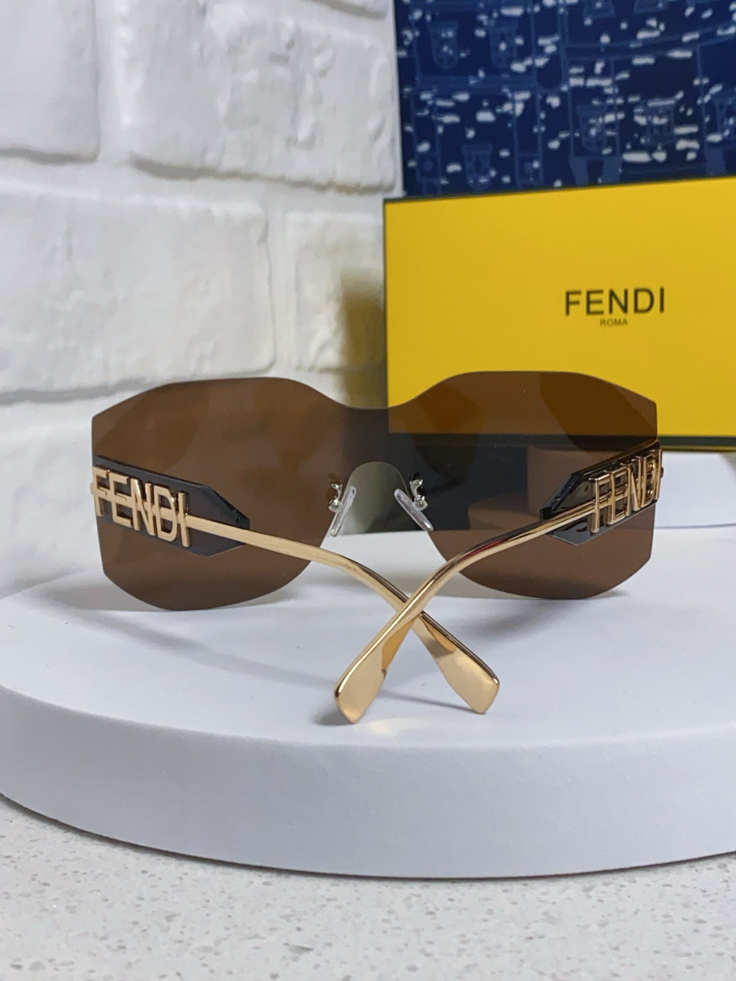 Fendi Lightweight Rimless Brown Lens Sunglasses for Men & Women - 383034 - detail image 2