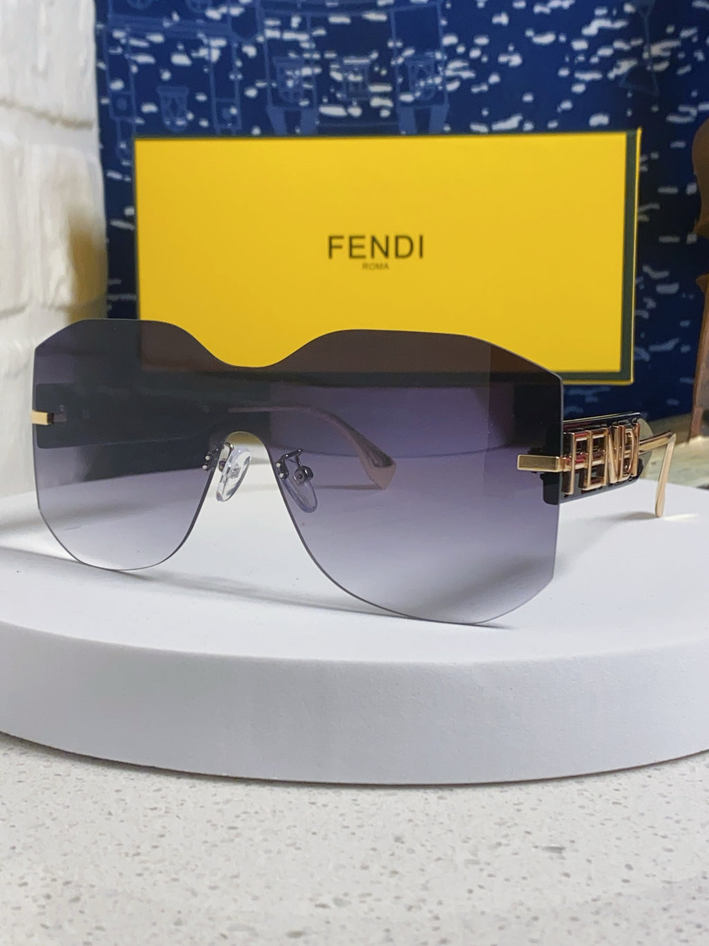 Fendi Lightweight Rimless Gray Lens Sunglasses for Men & Women - 383035