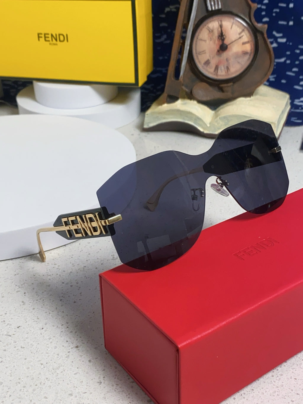 Fendi Lightweight Rimless Blue Lens Sunglasses for Men & Women - 383037 - detail image 8