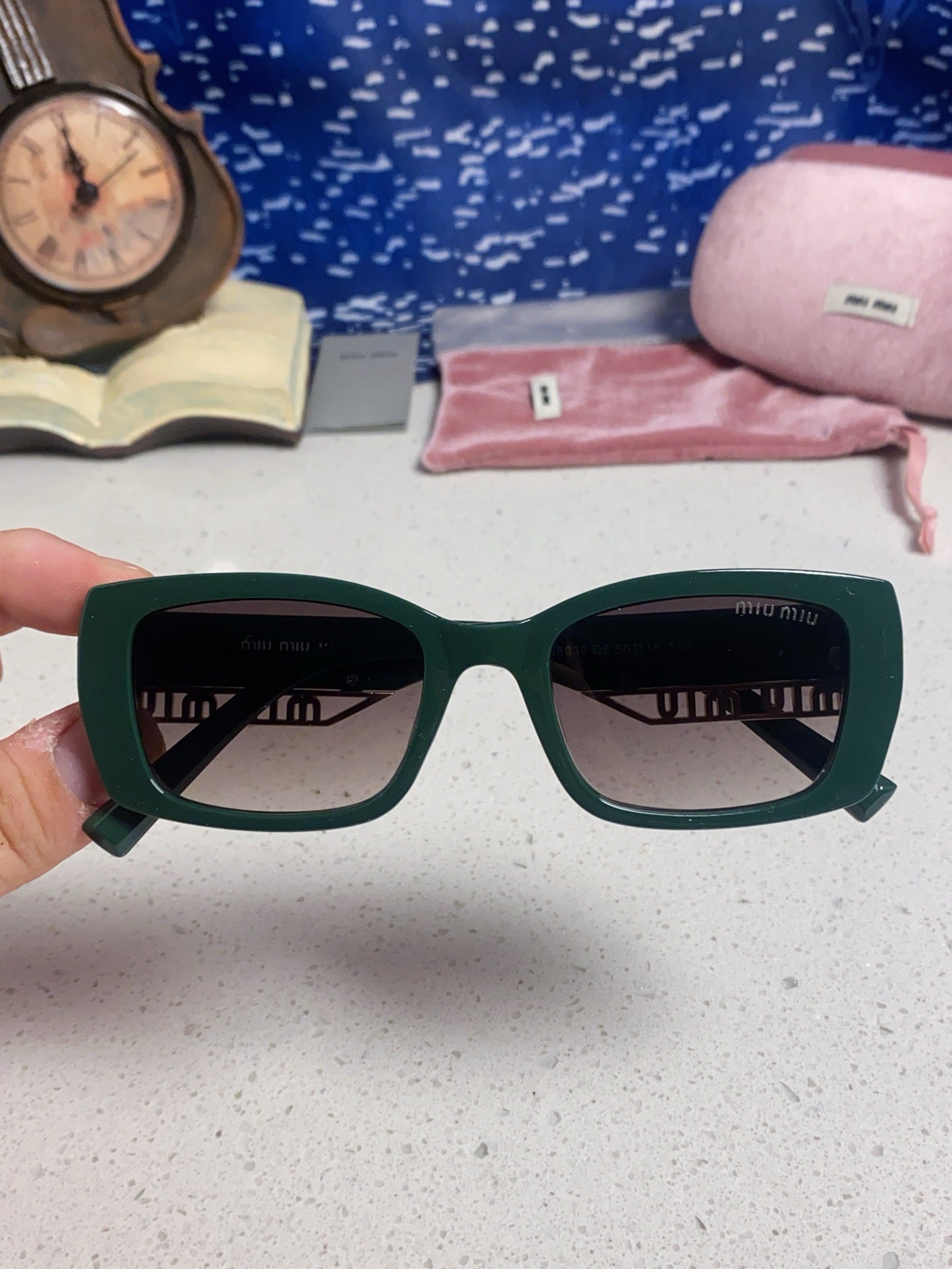Miu Miu Polarized Square Silver Lens Sunglasses for Women - 449707 - detail image 4