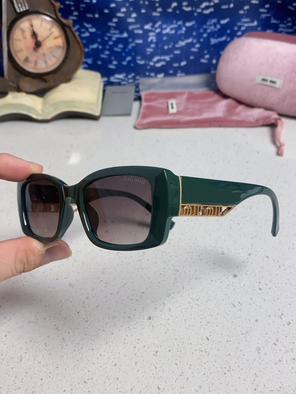 Miu Miu Polarized Square Silver Lens Sunglasses for Women - 449707 - detail image 6