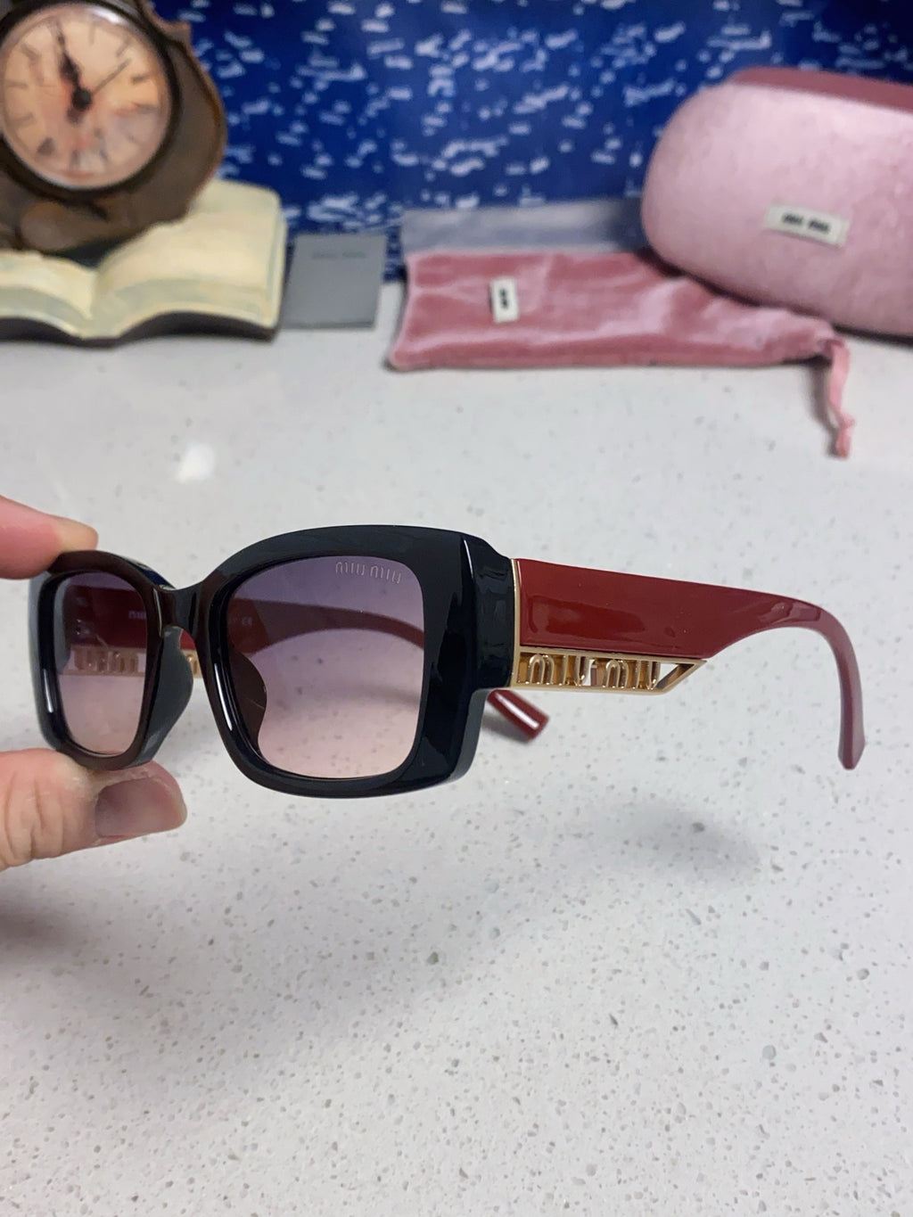 Miu Miu Polarized Square Blue Lens Sunglasses for Women - detail image 6