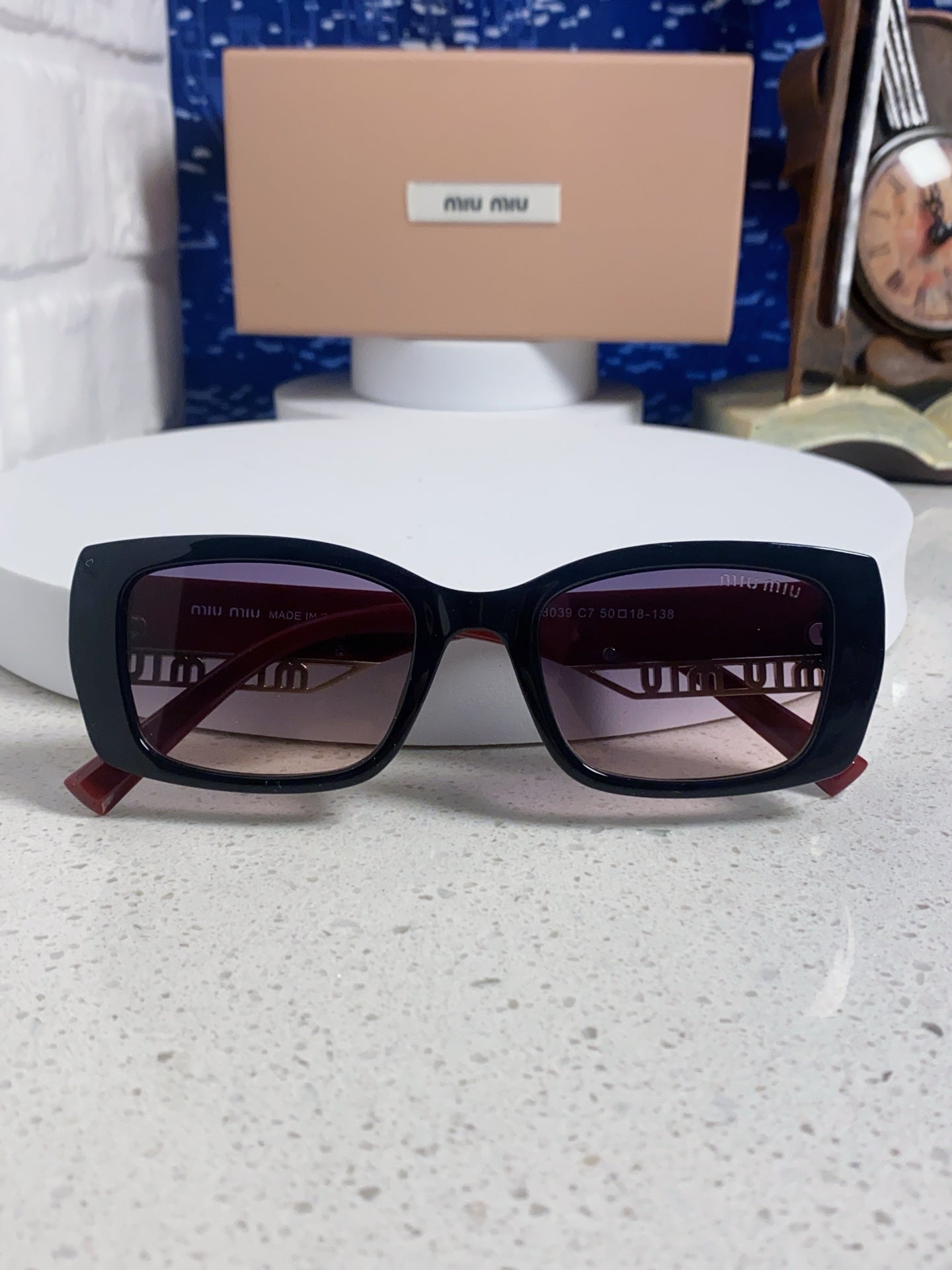 Miu Miu Polarized Square Blue Lens Sunglasses for Women - detail image 9