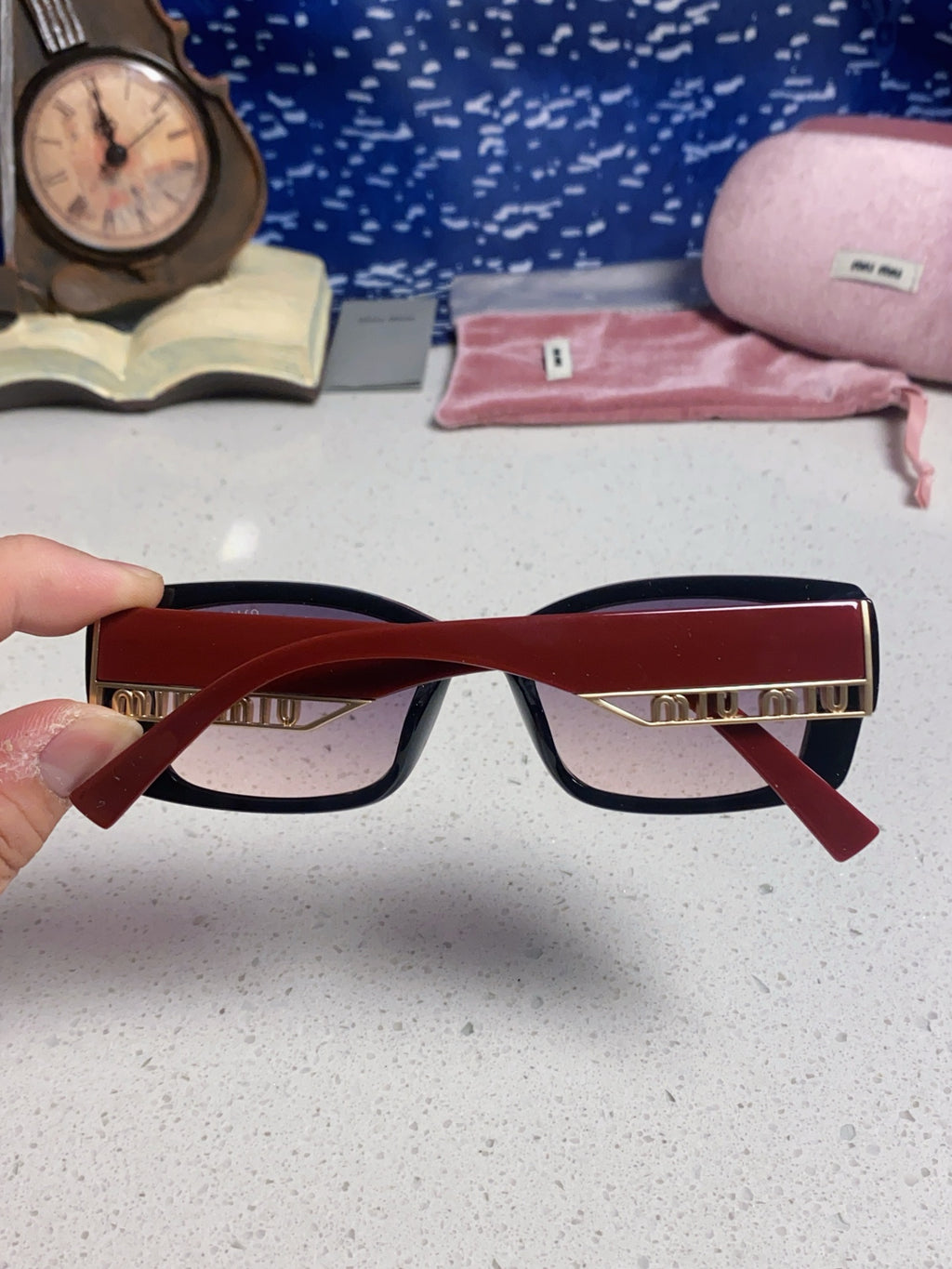 Miu Miu Polarized Square Blue Lens Sunglasses for Women - detail image 5