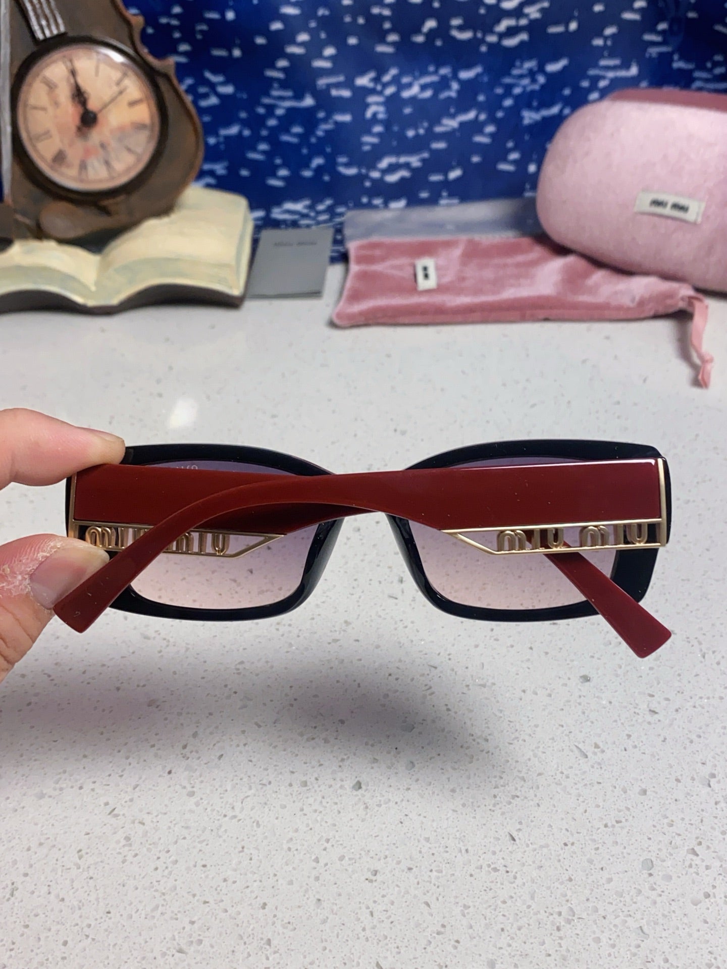 Miu Miu Polarized Square Blue Lens Sunglasses for Women - detail image 5