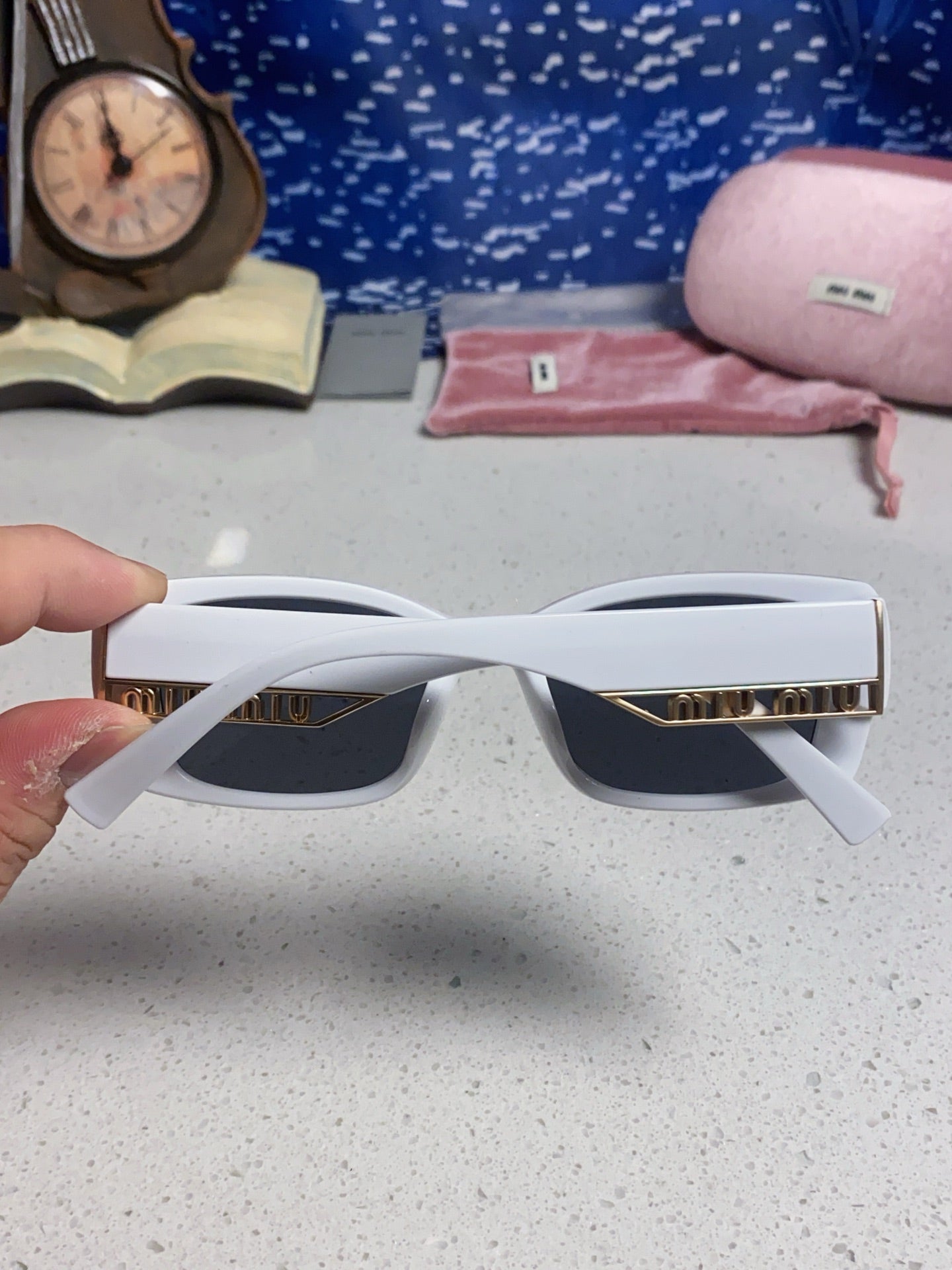Miu Miu Polarized Square Silver Lens Sunglasses for Women - detail image 5