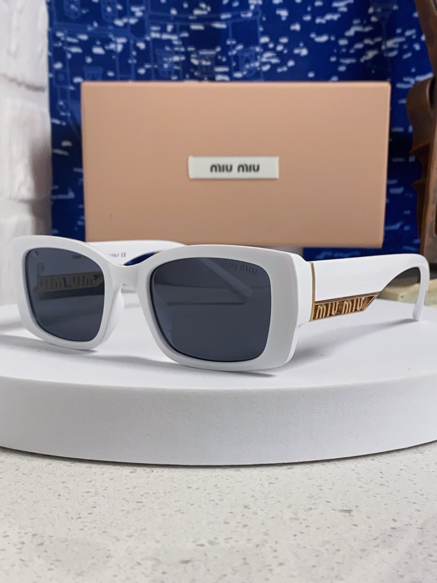Miu Miu Polarized Square Silver Lens Sunglasses for Women