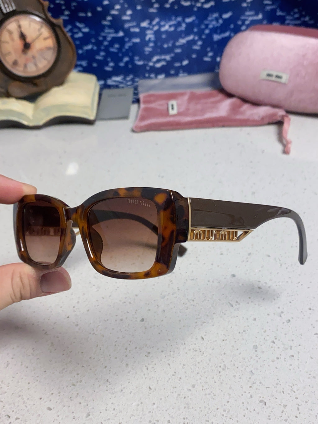Miu Miu Polarized Square Red Lens Sunglasses for Women - detail image 6