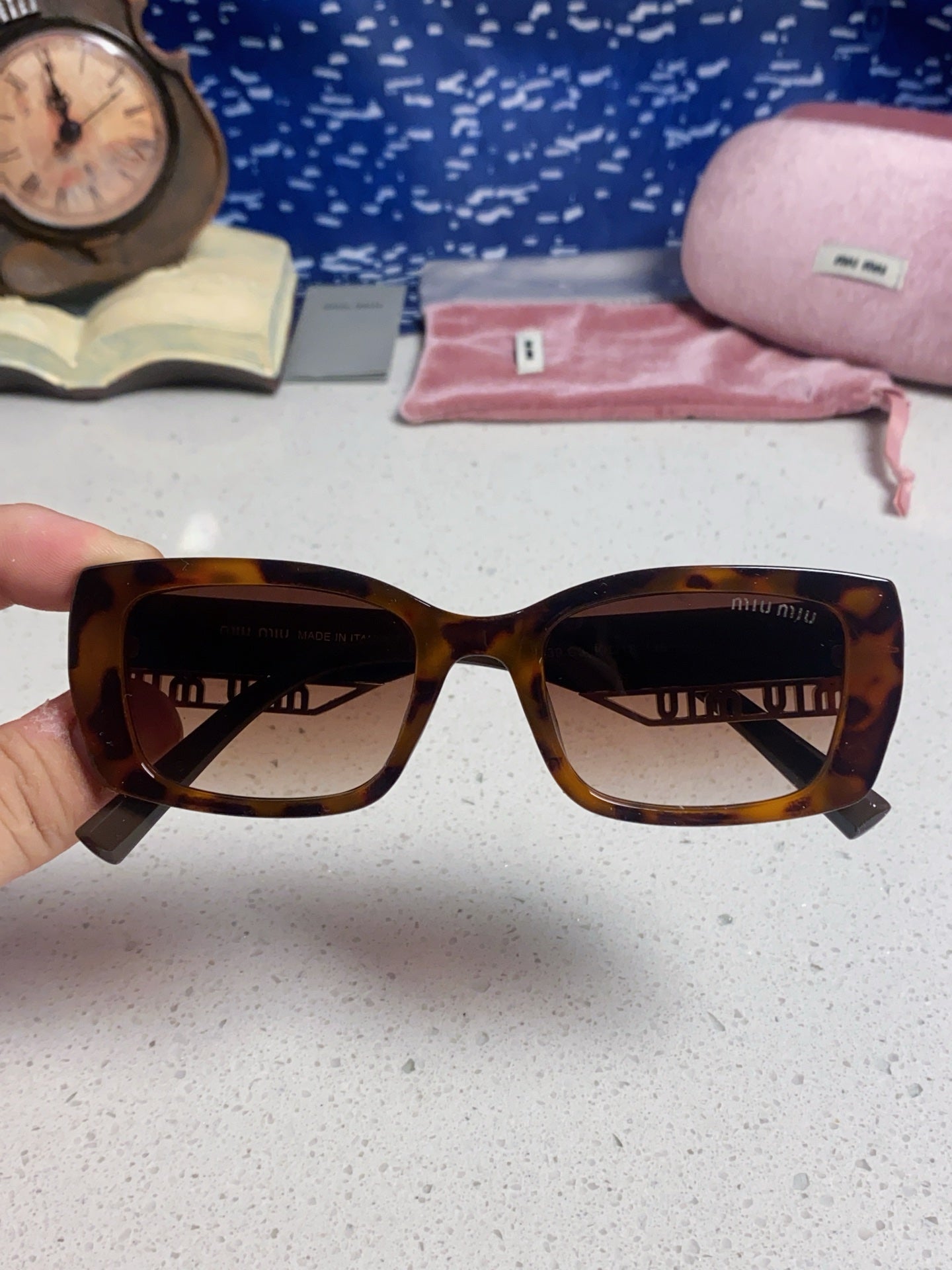 Miu Miu Polarized Square Red Lens Sunglasses for Women - detail image 4
