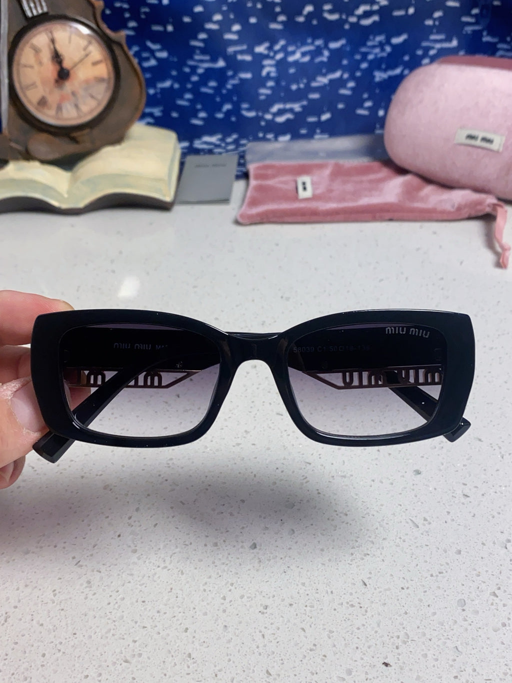 Miu Miu Polarized Square Silver Lens Sunglasses for Women - 449690 - detail image 4