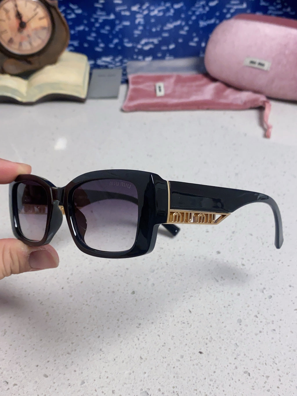 Miu Miu Polarized Square Silver Lens Sunglasses for Women - 449690 - detail image 6