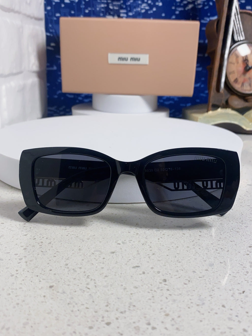 Miu Miu Polarized Square Black Lens Sunglasses for Women - detail image 9