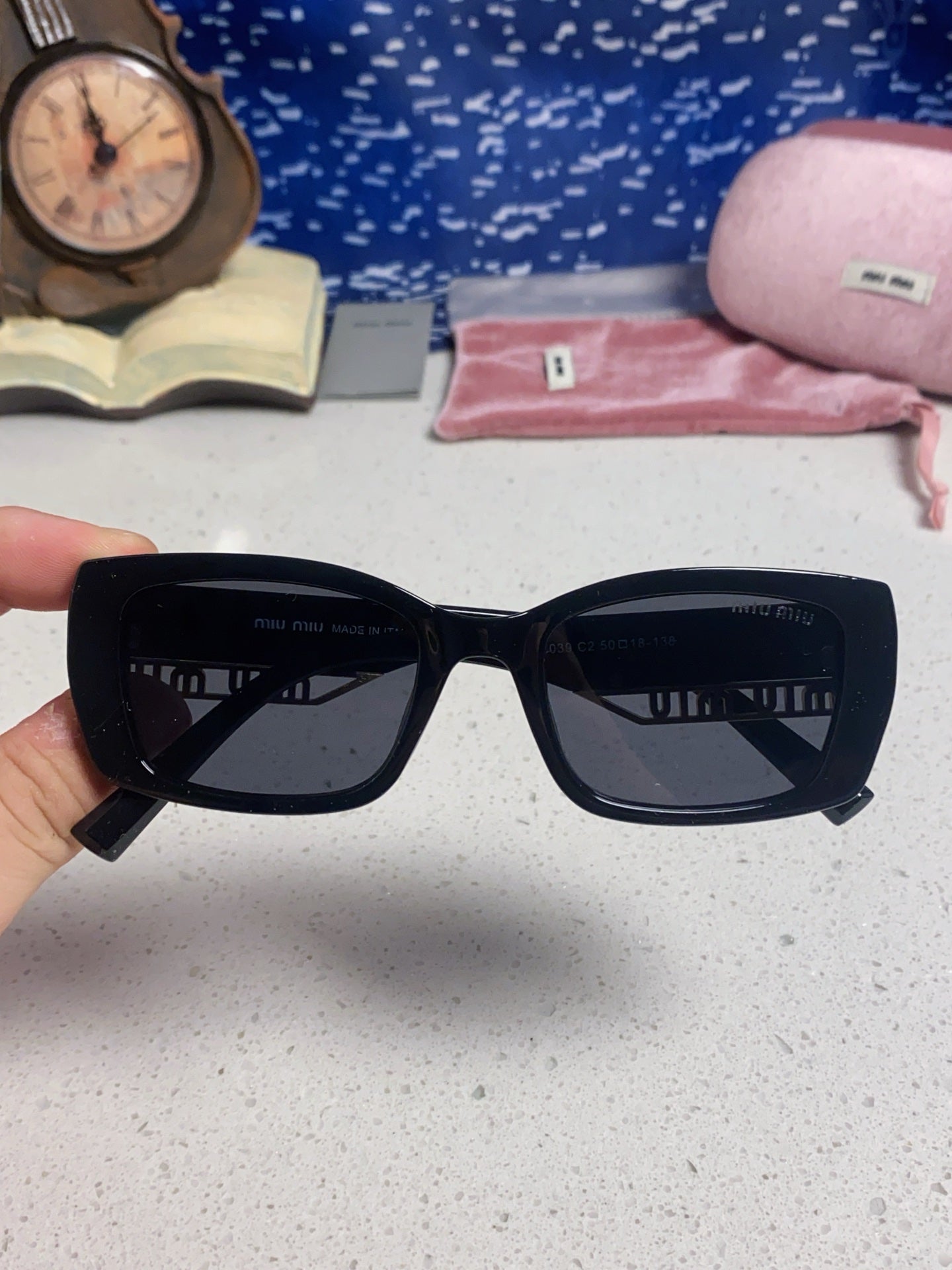 Miu Miu Polarized Square Black Lens Sunglasses for Women - detail image 4