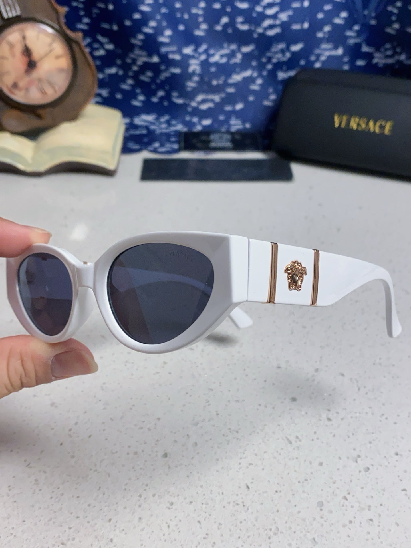 Versace Cat-Eye Blue Lens Sunglasses for Women - 358779 - detail image 6