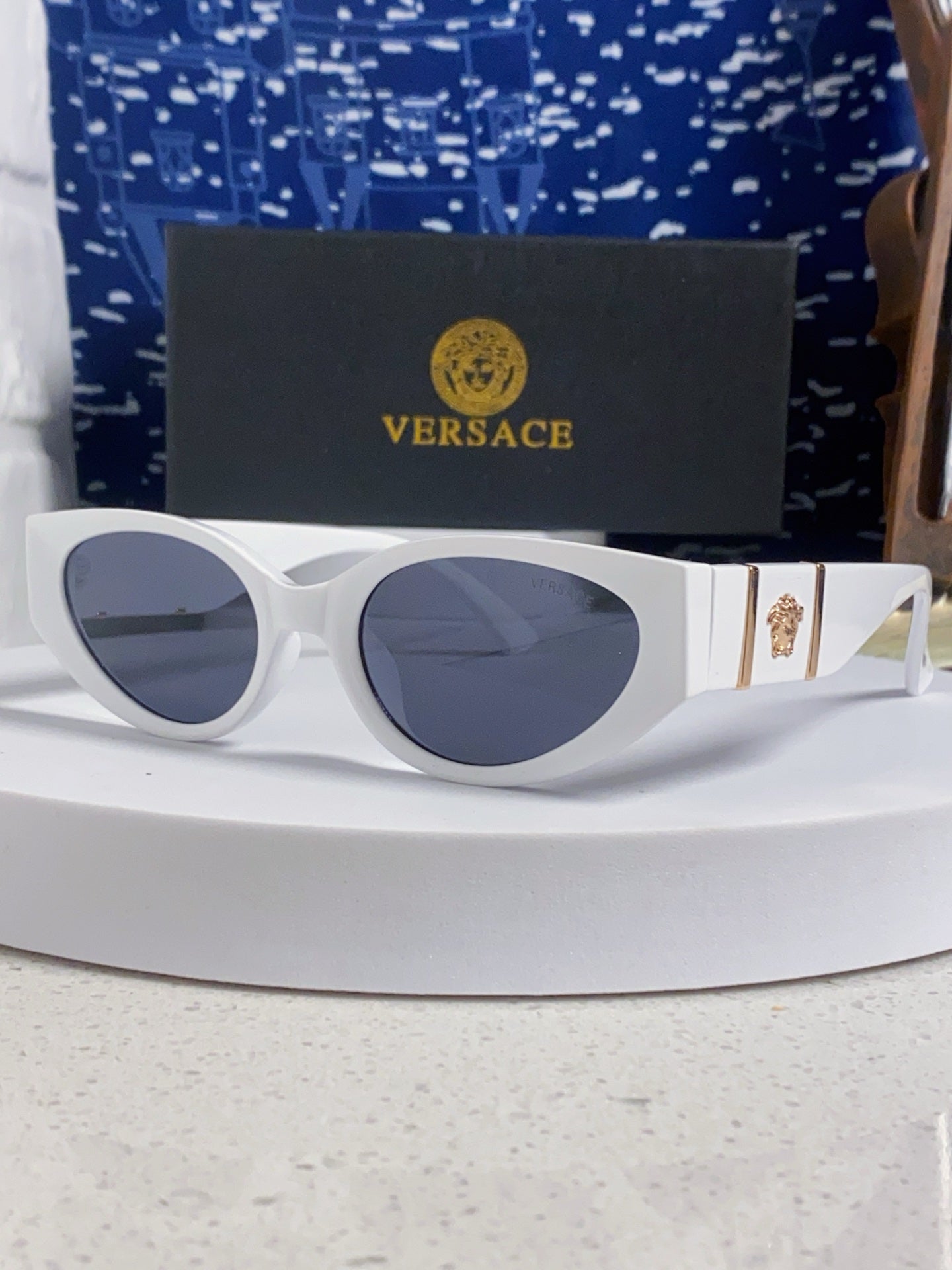 Versace Cat-Eye Blue Lens Sunglasses for Women